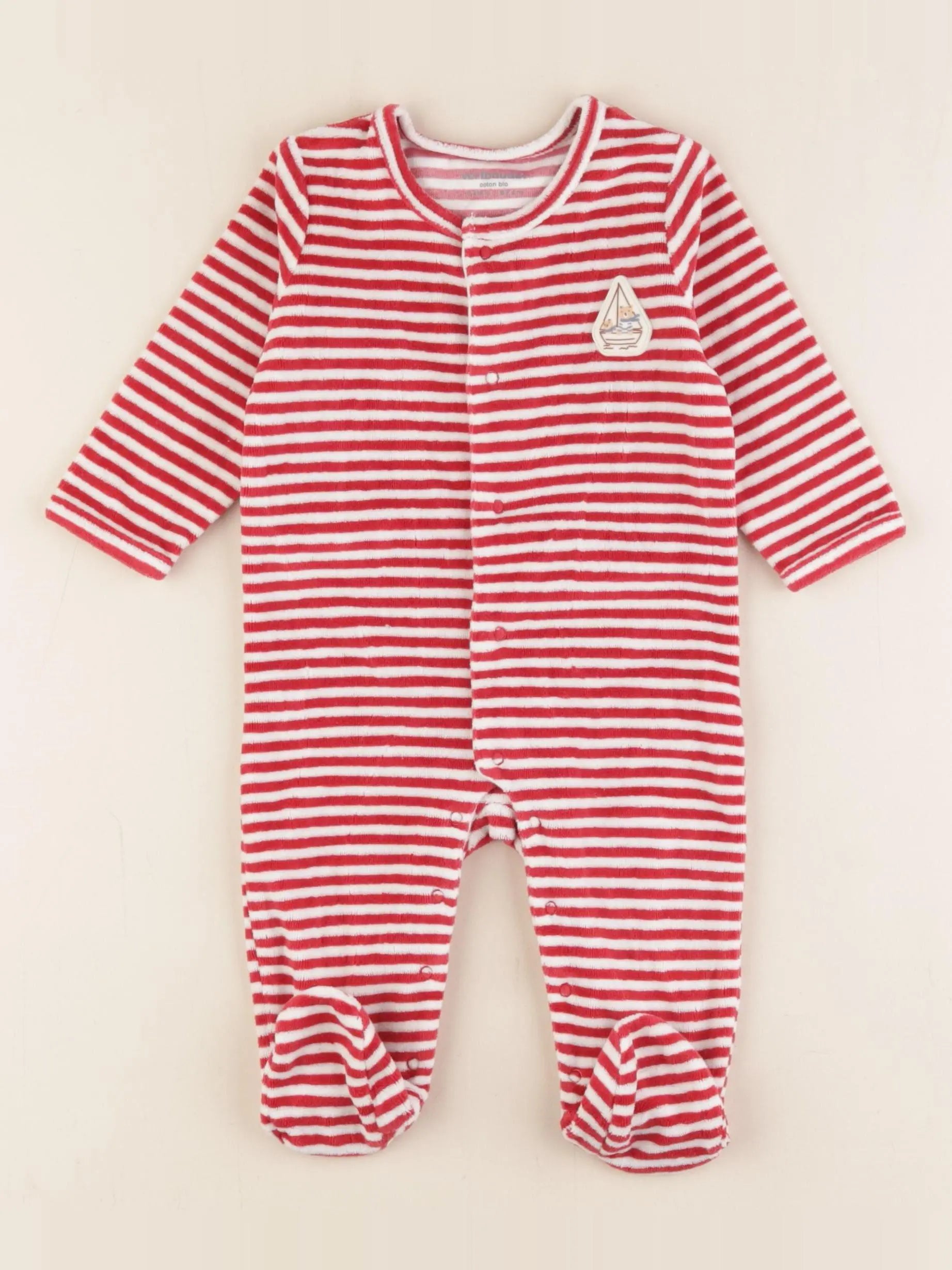 Vertbaudet - pyjama velours rouge - 6 mois