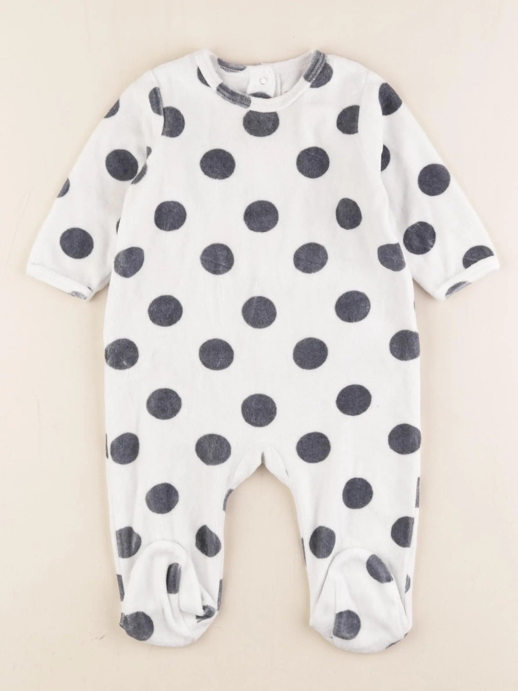 Vertbaudet - pyjama velours blanc, bleu - 6 mois