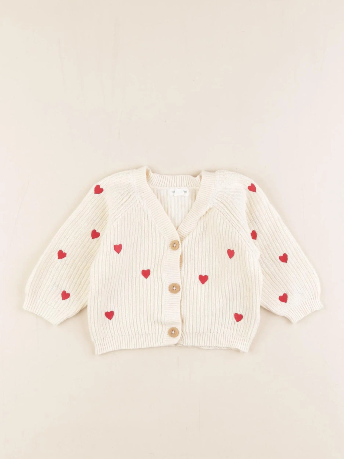 Vertbaudet - gilet beige, rouge - 3 mois