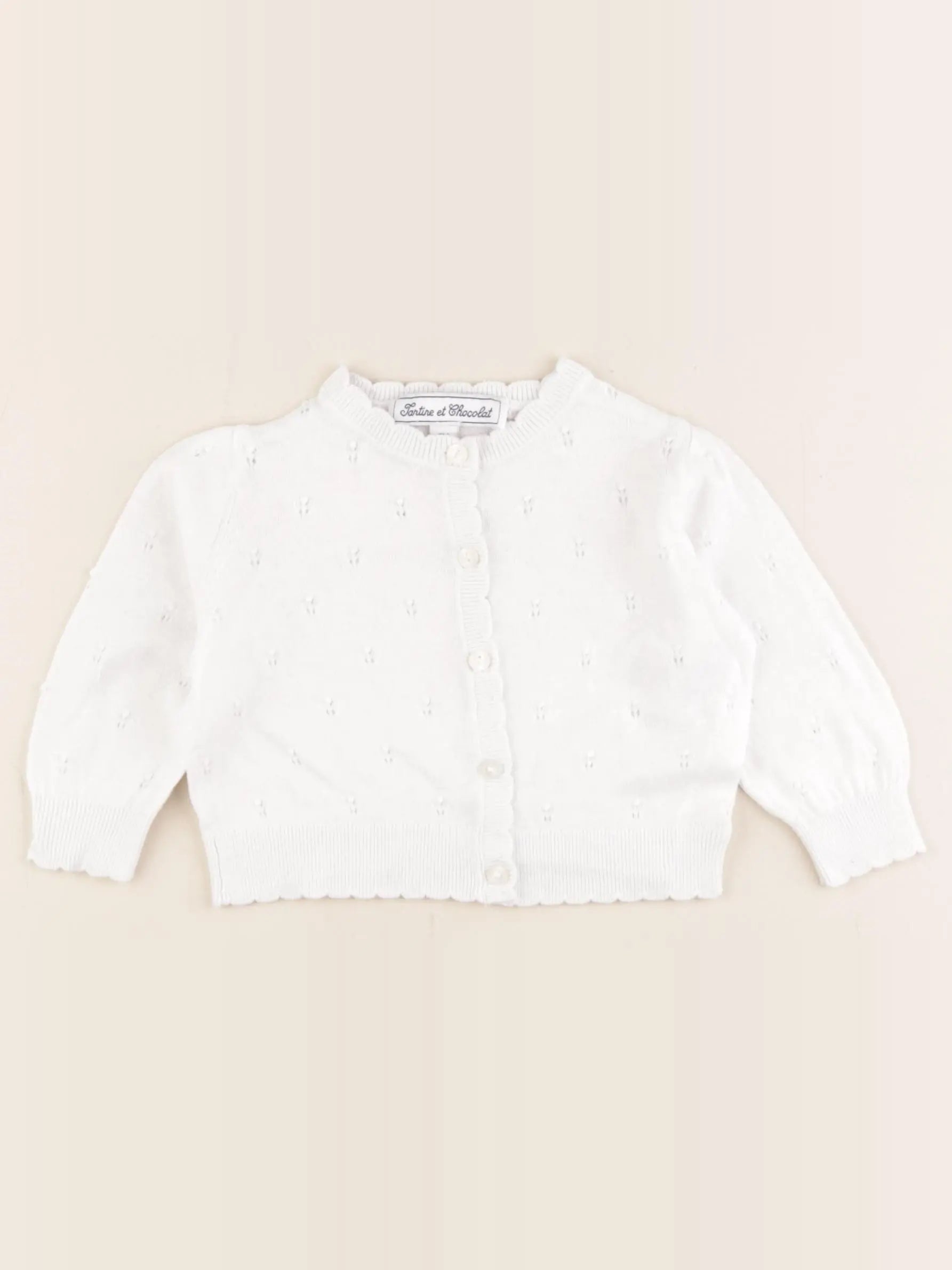 Tartine & Chocolat - gilet blanc - 6 mois