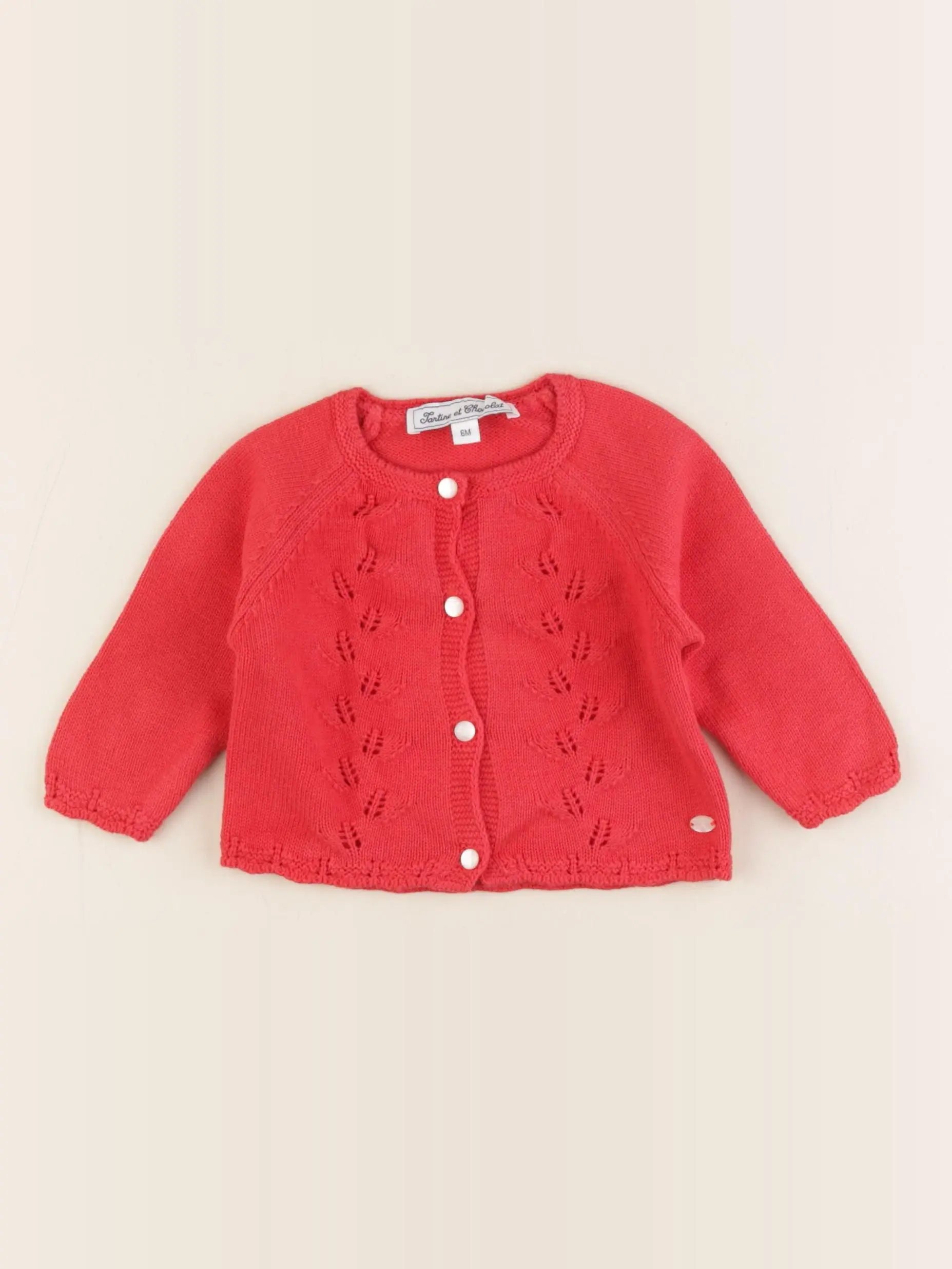 Tartine & Chocolat - gilet rouge - 6 mois