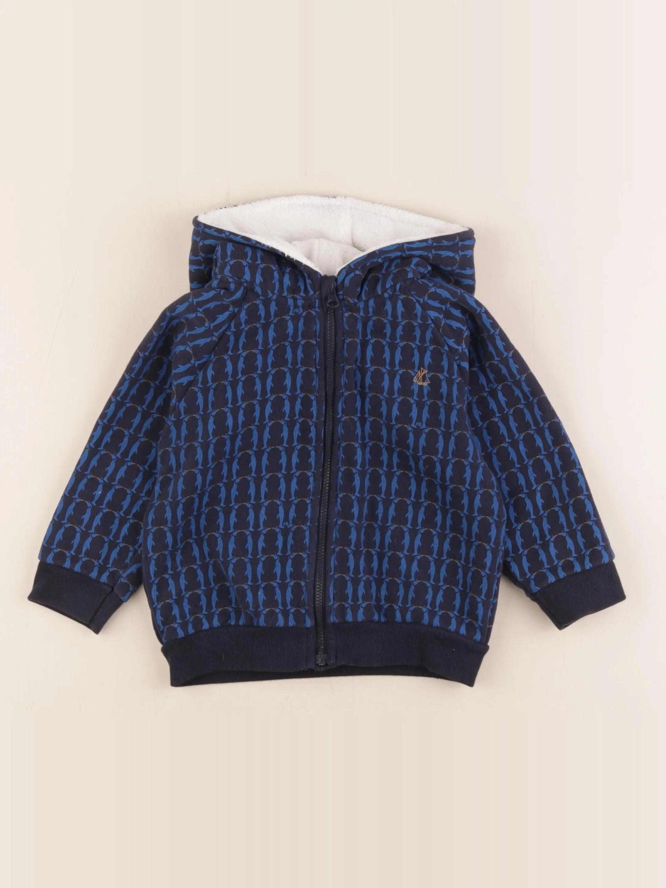 Petit Bateau - veste doublé bleu - 24 mois
