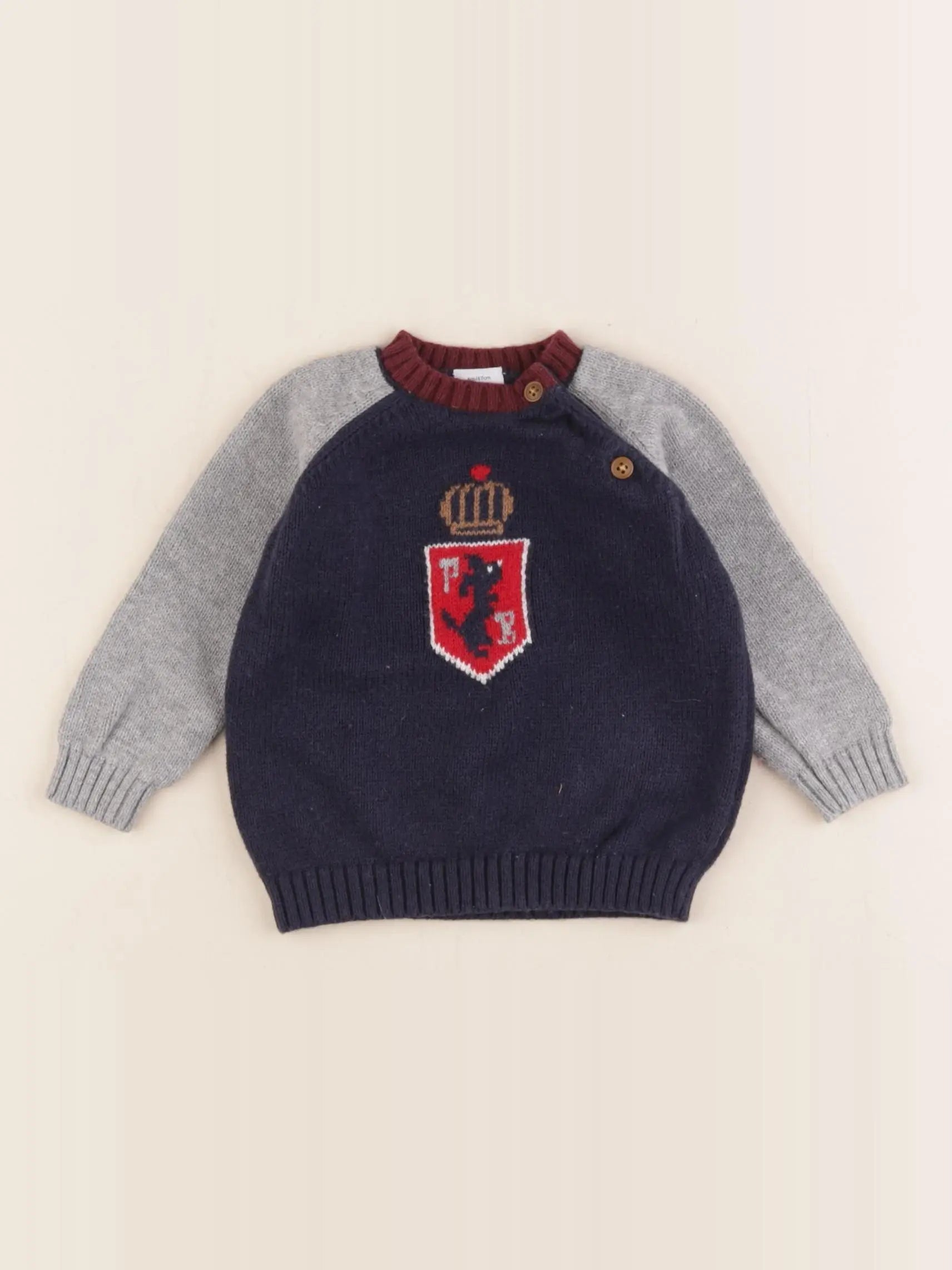 Petit Bateau - pull bleu - 6 mois