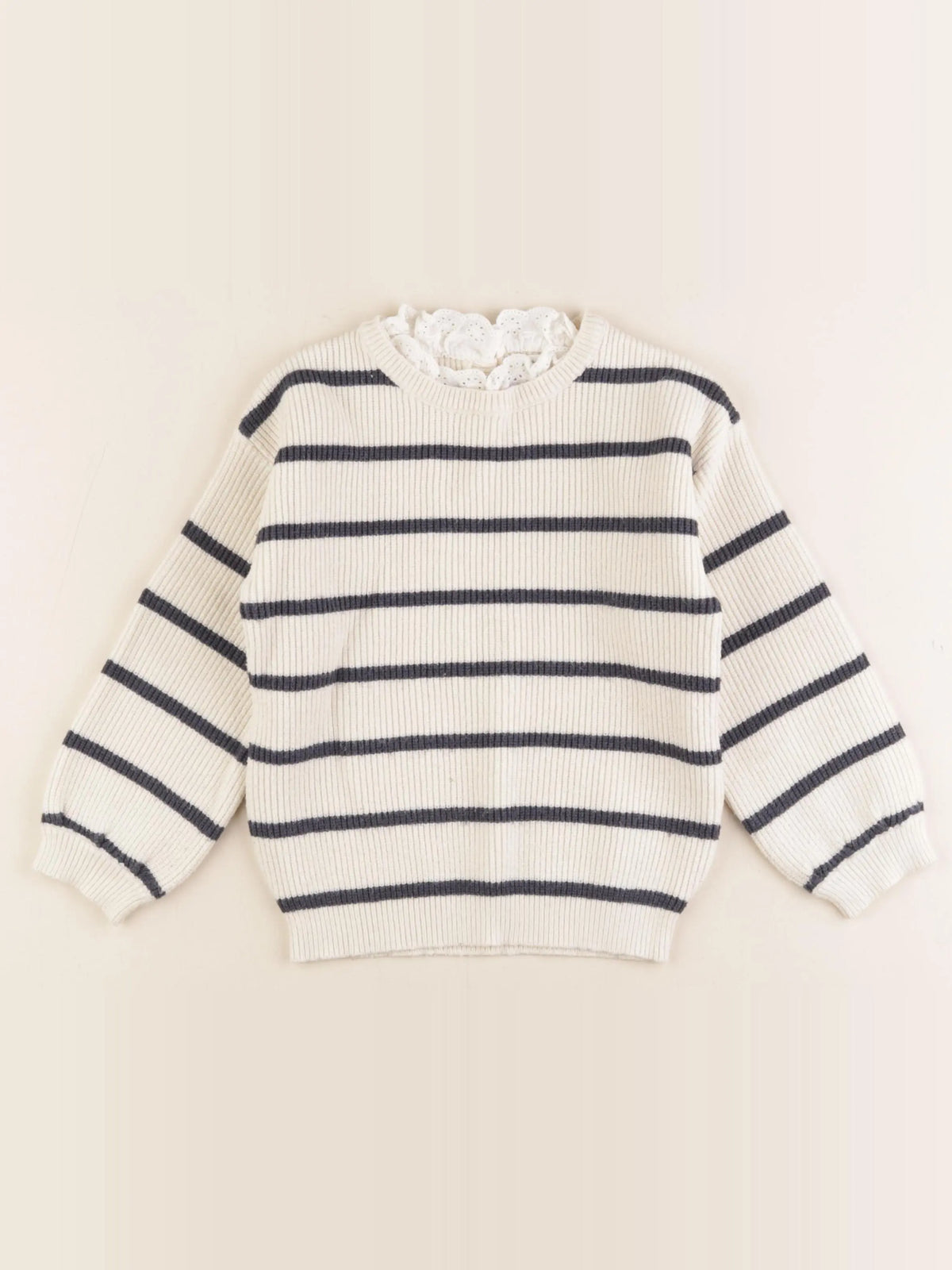 Vertbaudet - pull blanc, bleu - 5 ans