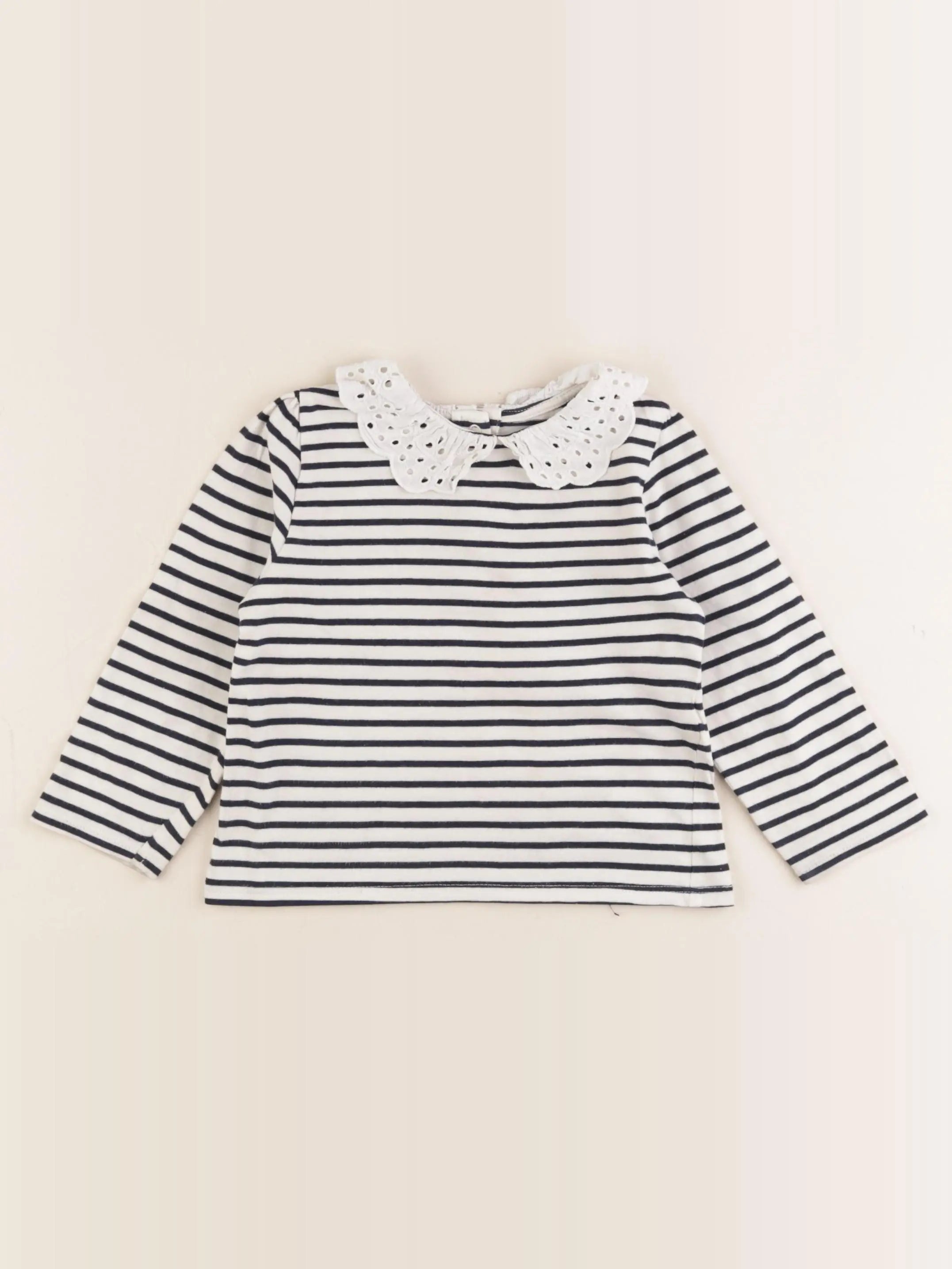 Vertbaudet - tee-shirt blanc, bleu - 18 mois