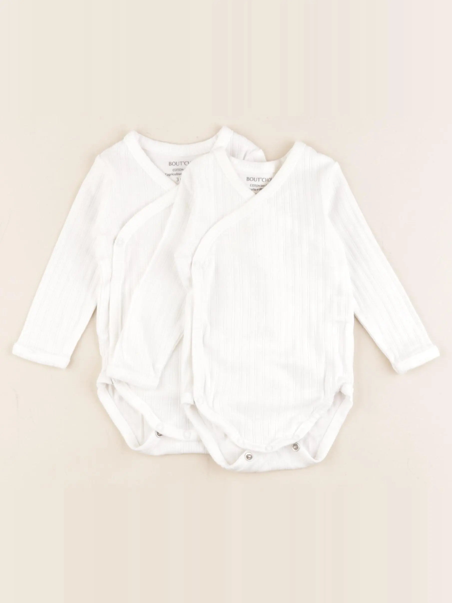 Boutchou - lot de 2 bodies en coton blanc - 3 mois