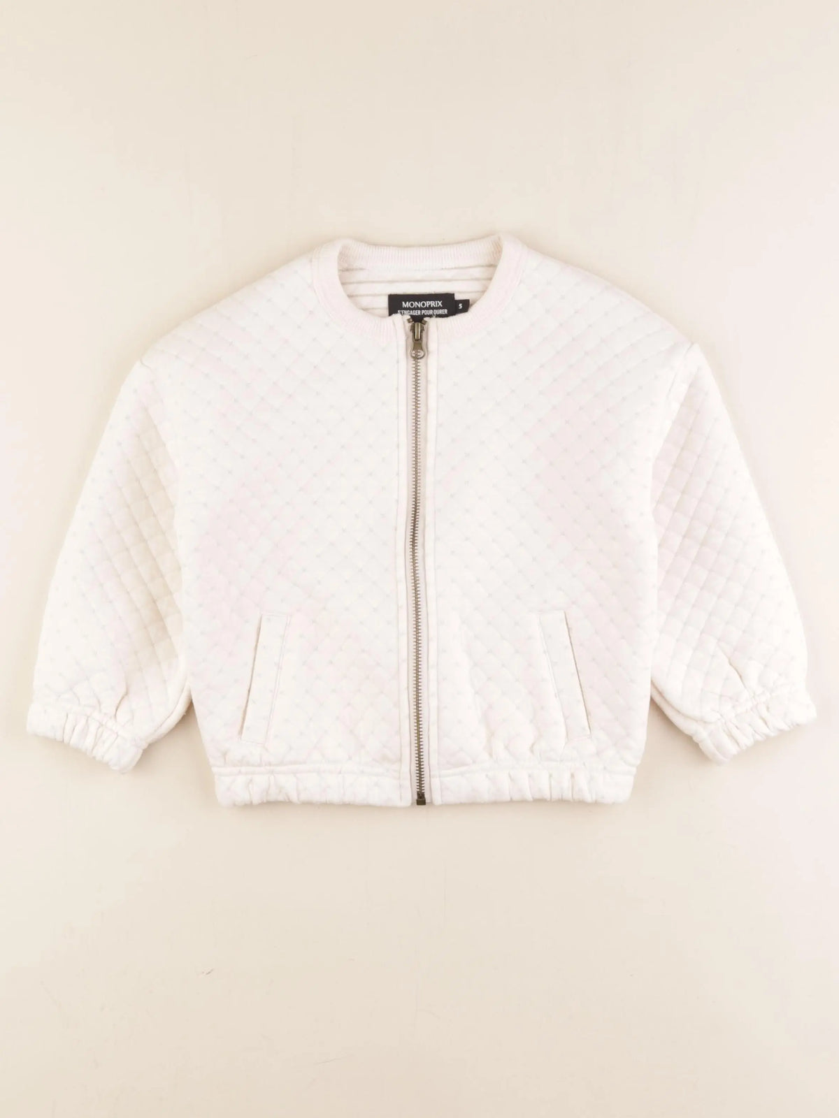 Monoprix - sweat beige, argent - 5 ans
