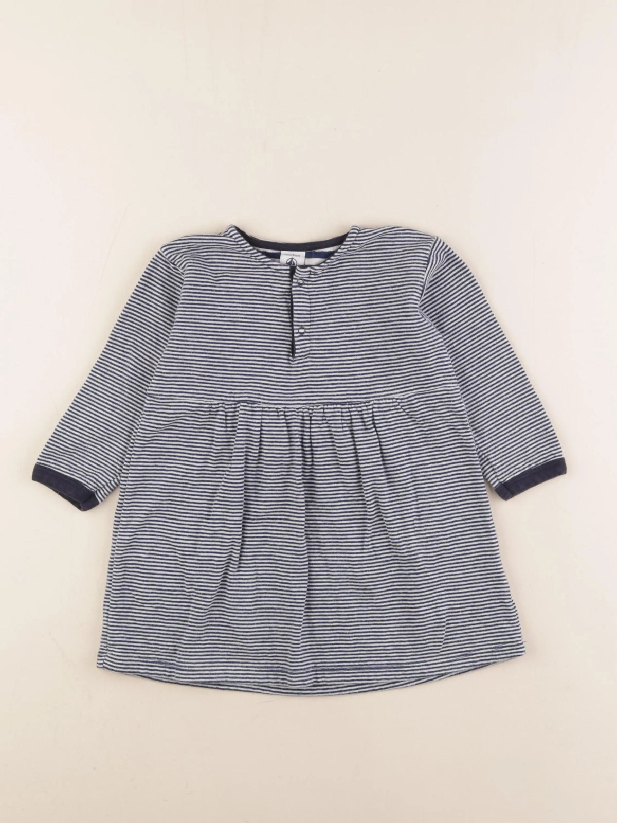 Petit Bateau - robe blanc, bleu - 24 mois