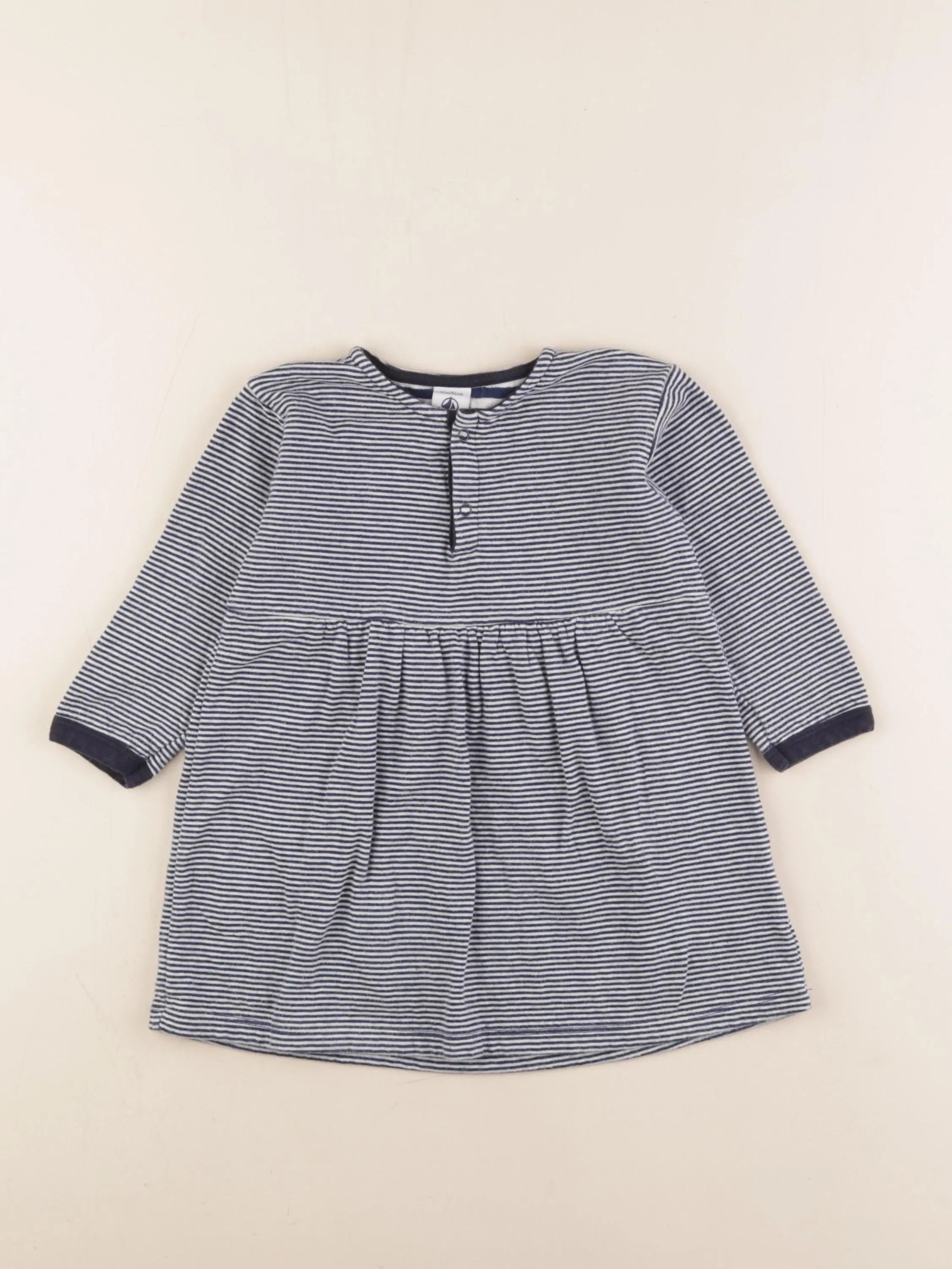 Petit Bateau - robe blanc, bleu - 24 mois