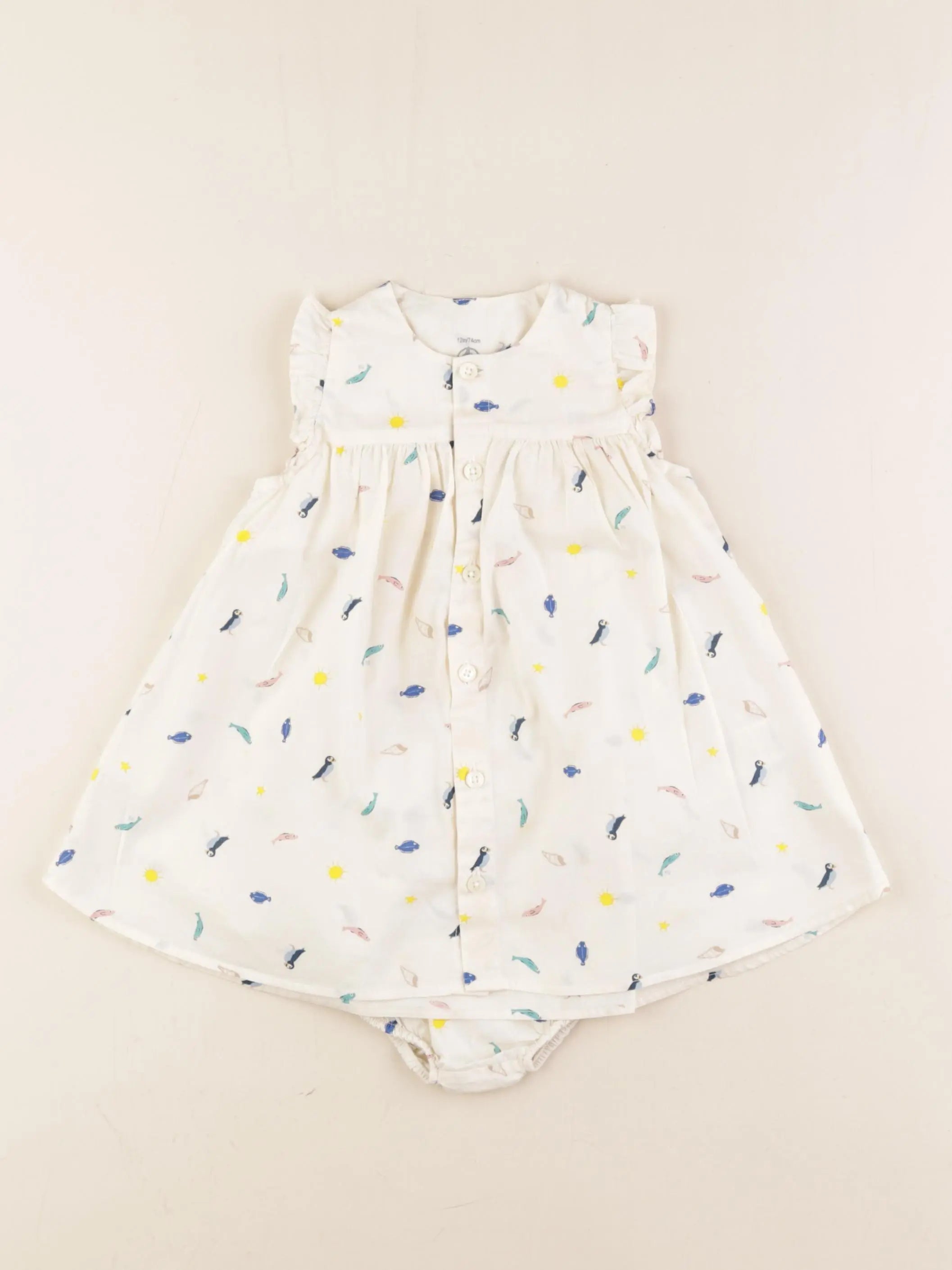 Petit Bateau - robe blanc - 12 mois