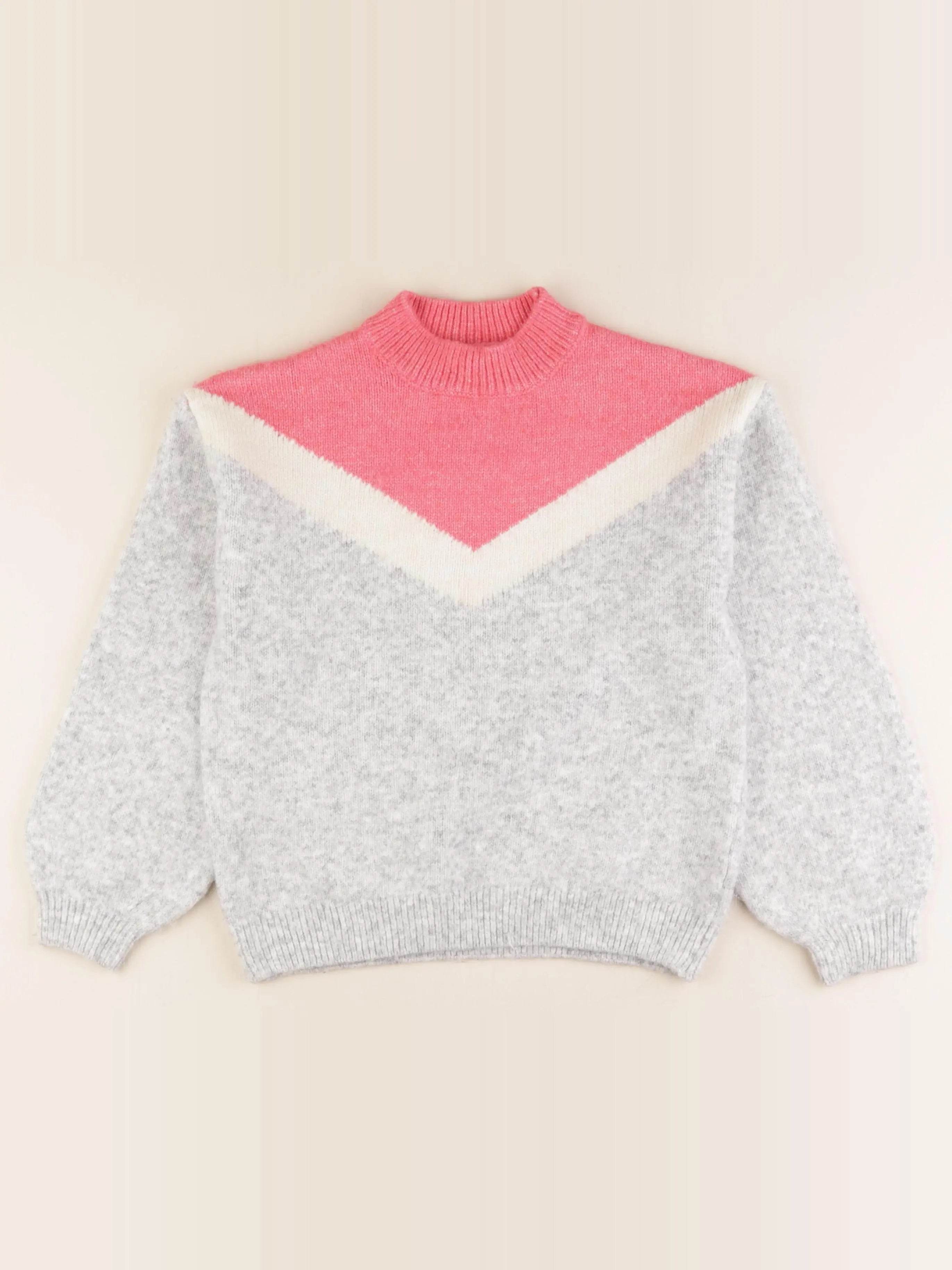 Vertbaudet - pull beige, multicolore - 10 ans