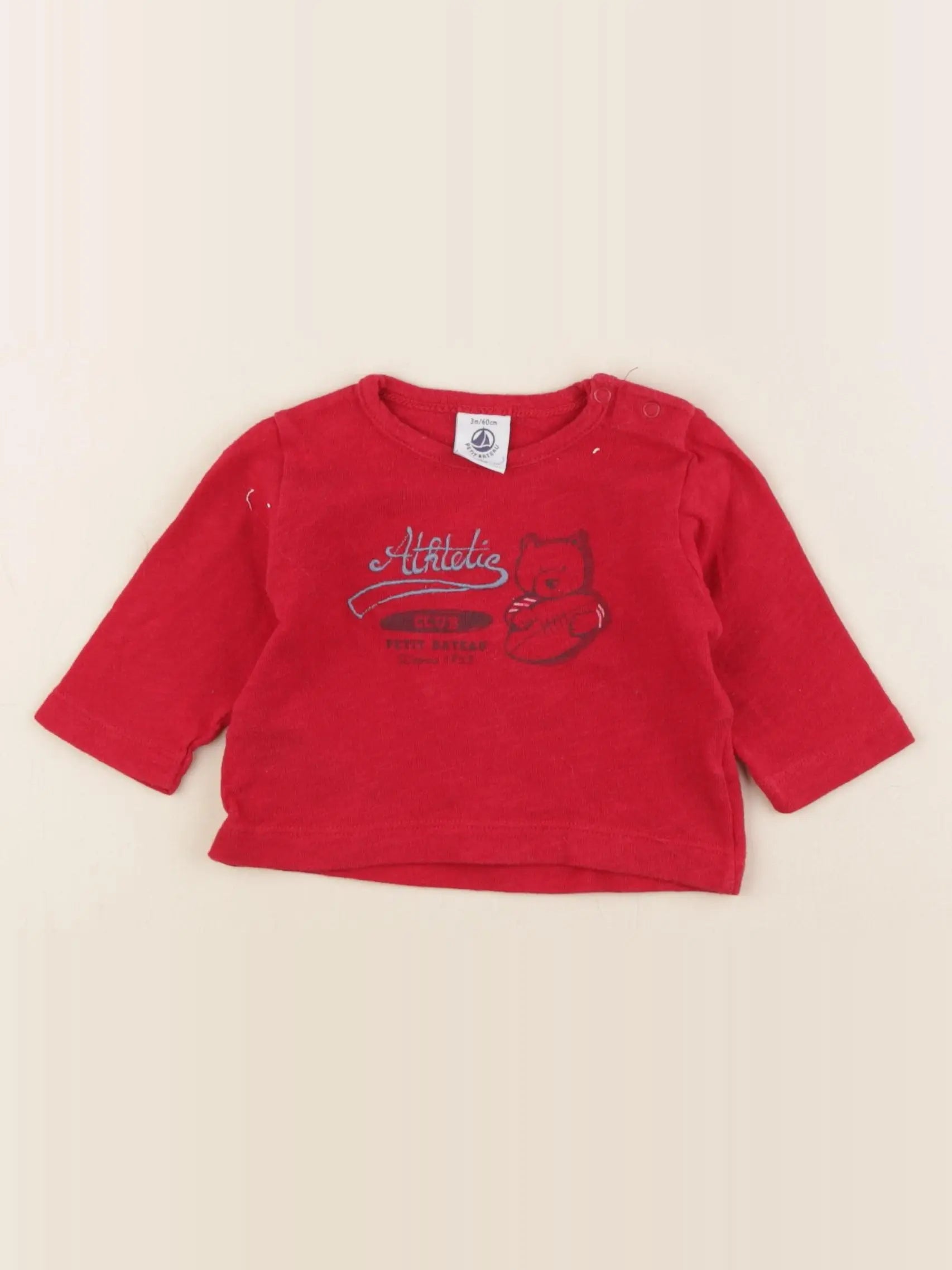 Petit Bateau - tee-shirt rouge - 3 mois