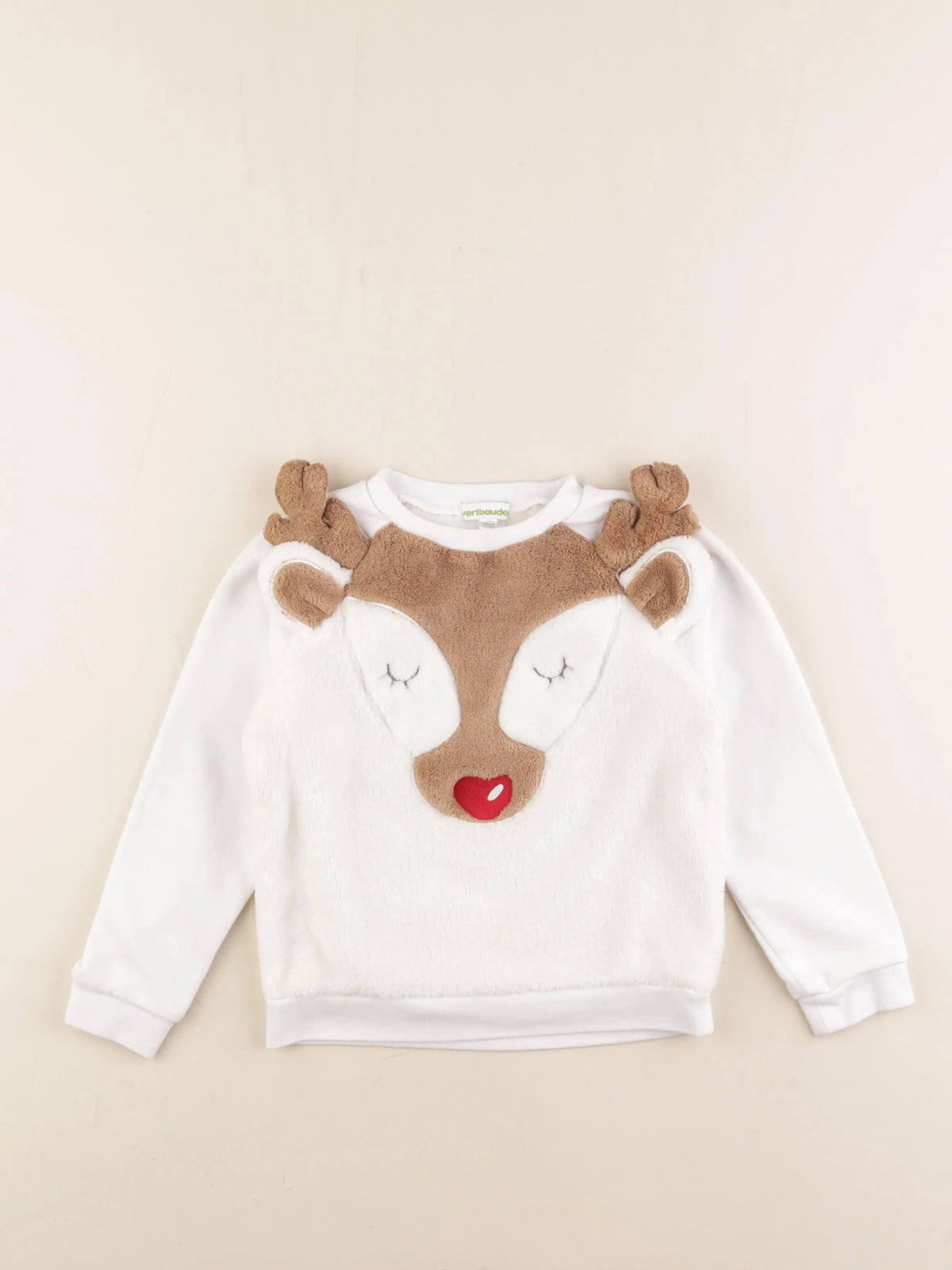 Vertbaudet - pull blanc, marron - 5 ans