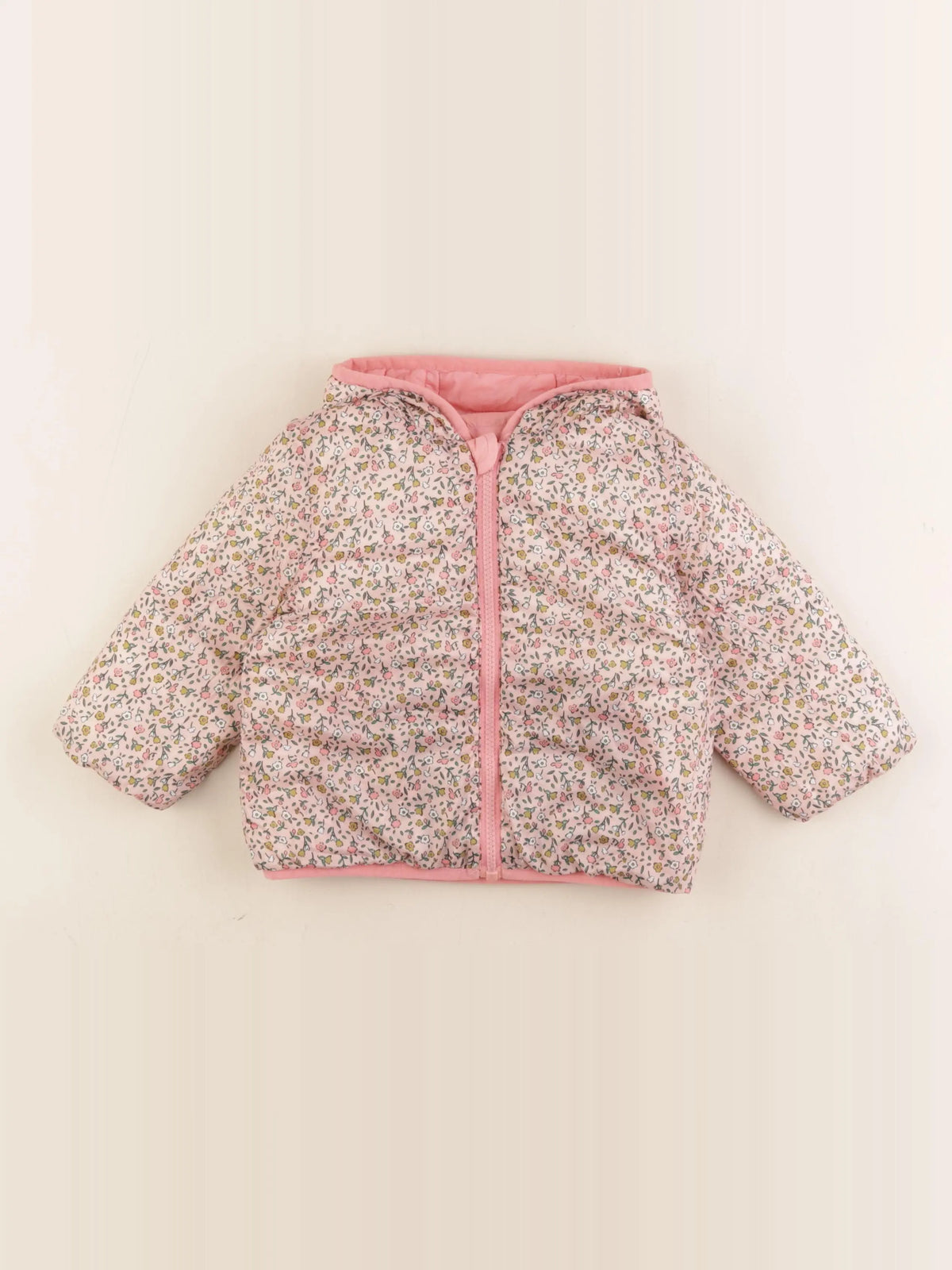 Vertbaudet - doudoune réversible multicolore, rose - 18 mois