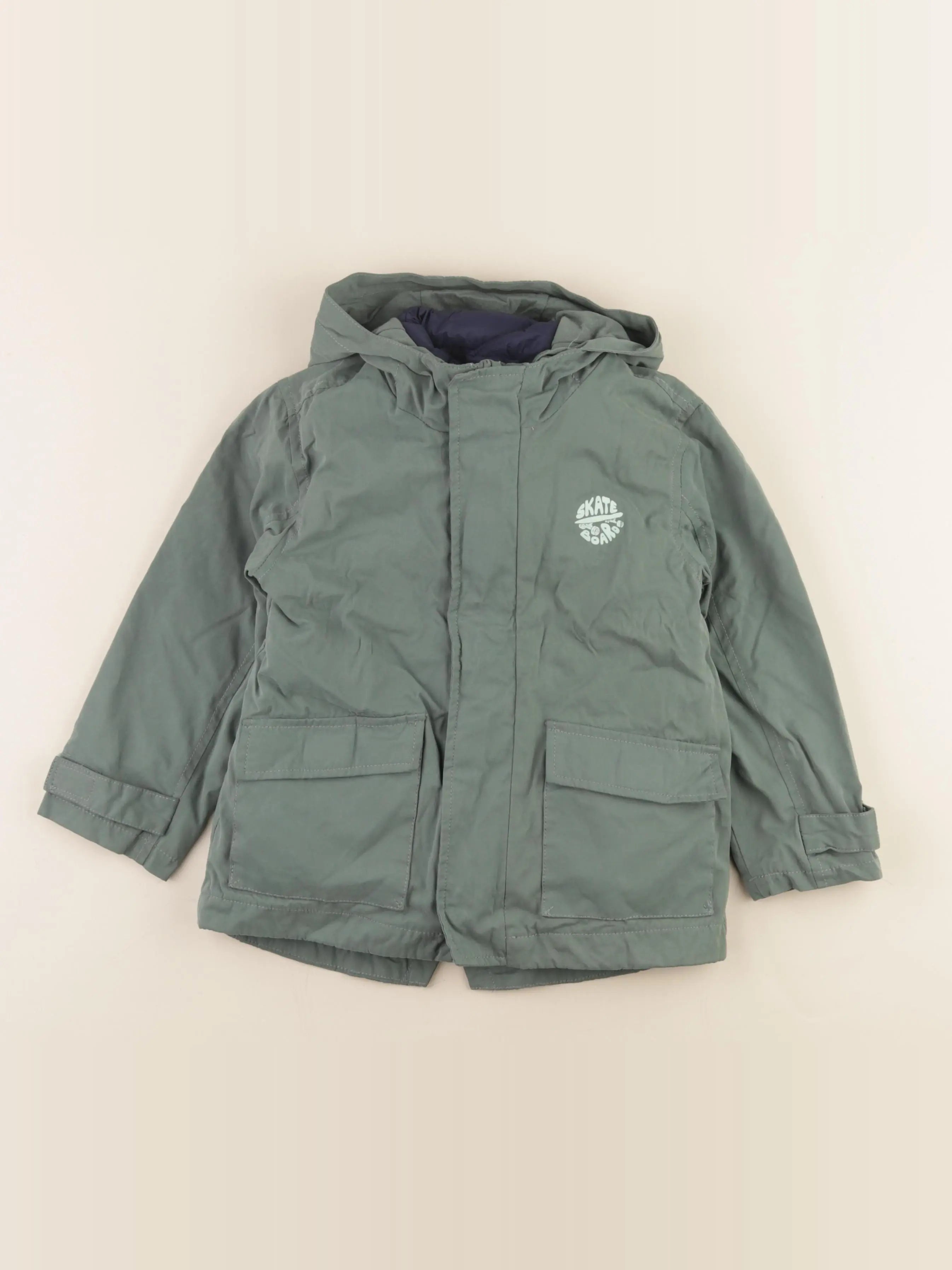 Vertbaudet - manteau doublure amovible vert - 4 ans