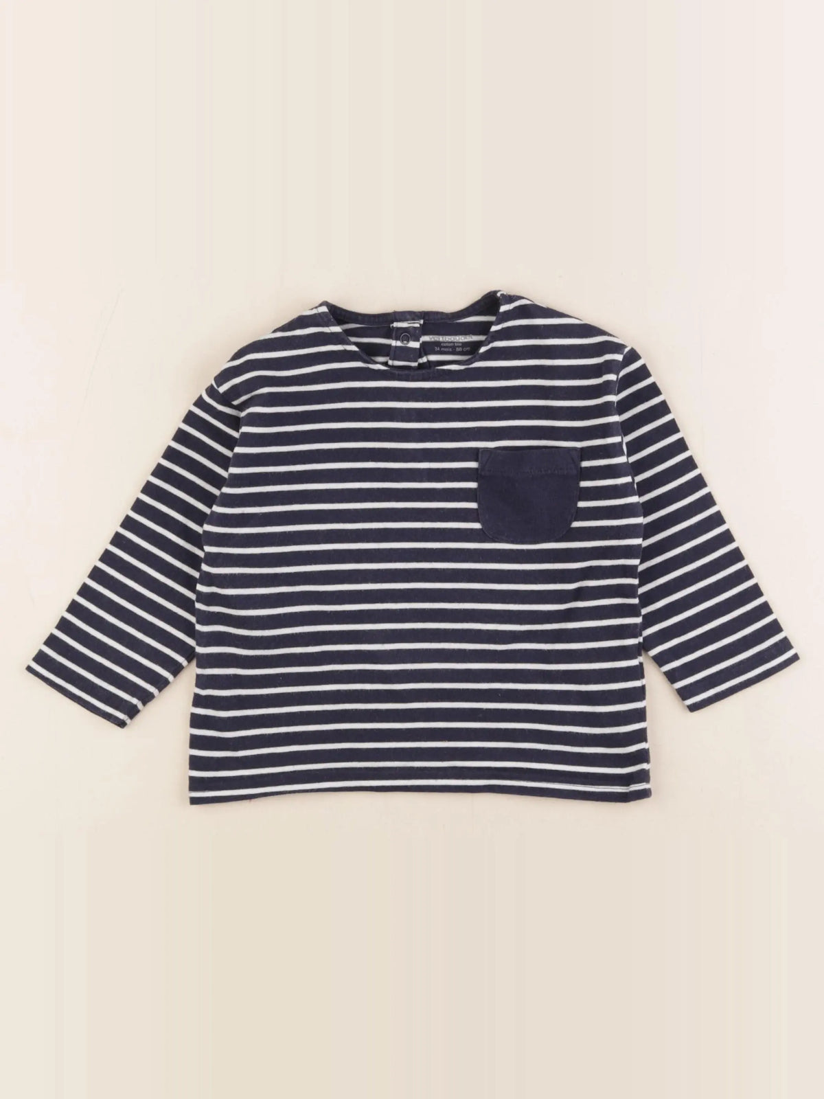 Vertbaudet - tee-shirt bleu, blanc - 9 mois