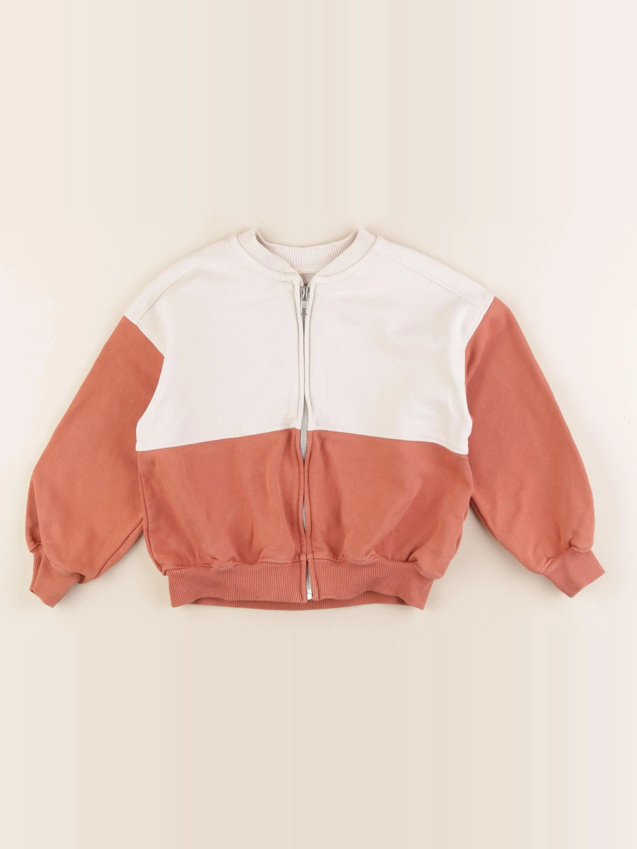 Zara - sweat blanc, rose - 6/7 ans