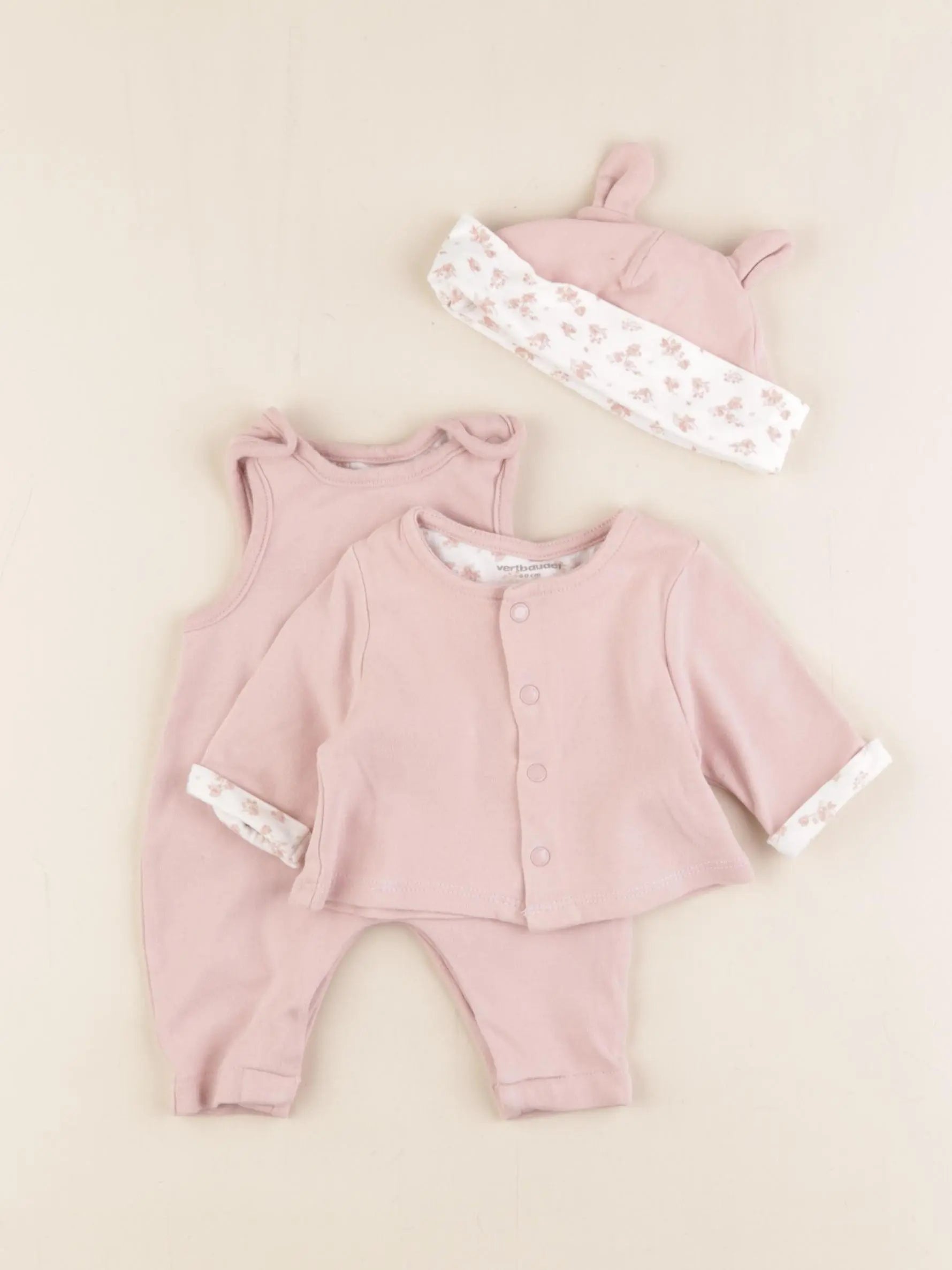 Vertbaudet - ensemble rose - 0 mois