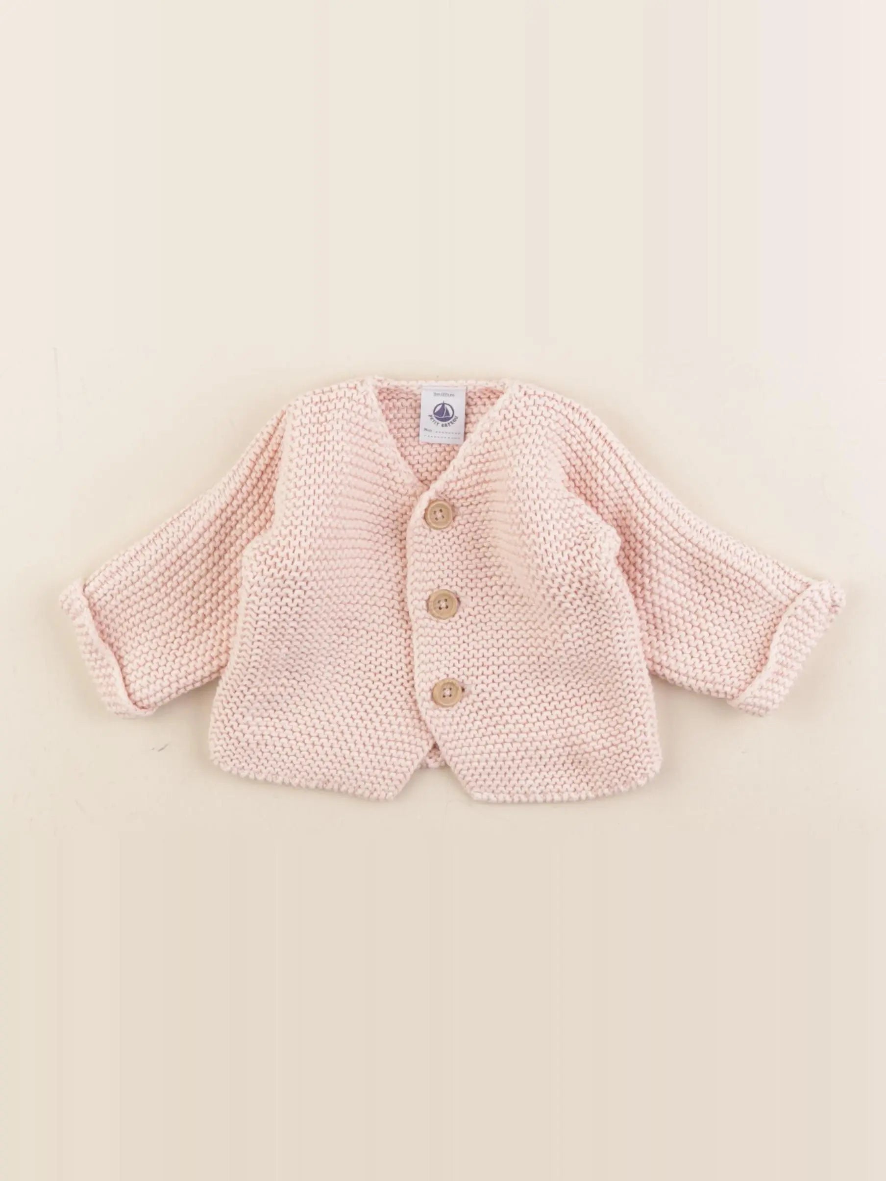 Petit Bateau - gilet rose - 3 mois