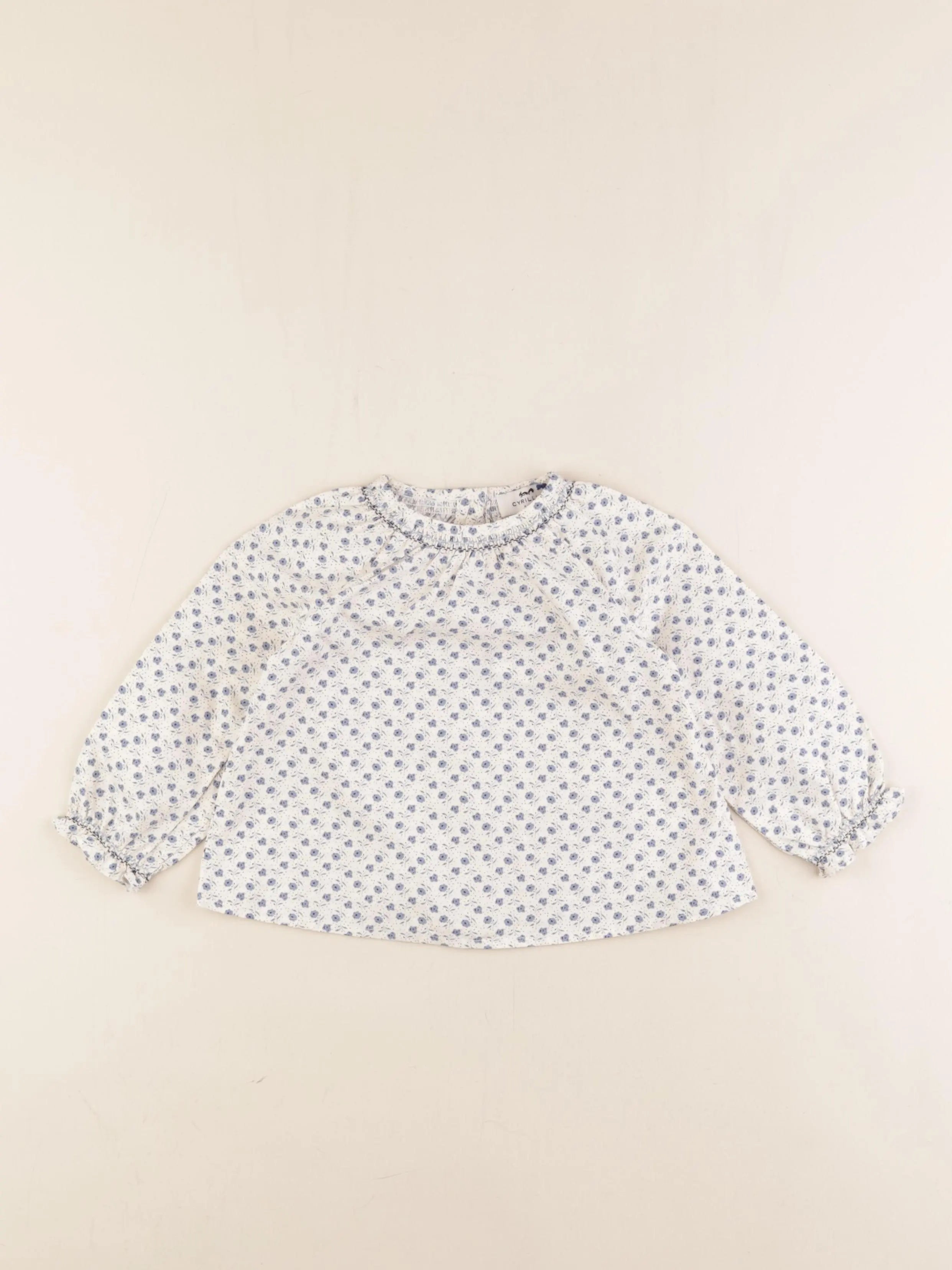 Cyrillus - blouse blanc, bleu - 18 mois