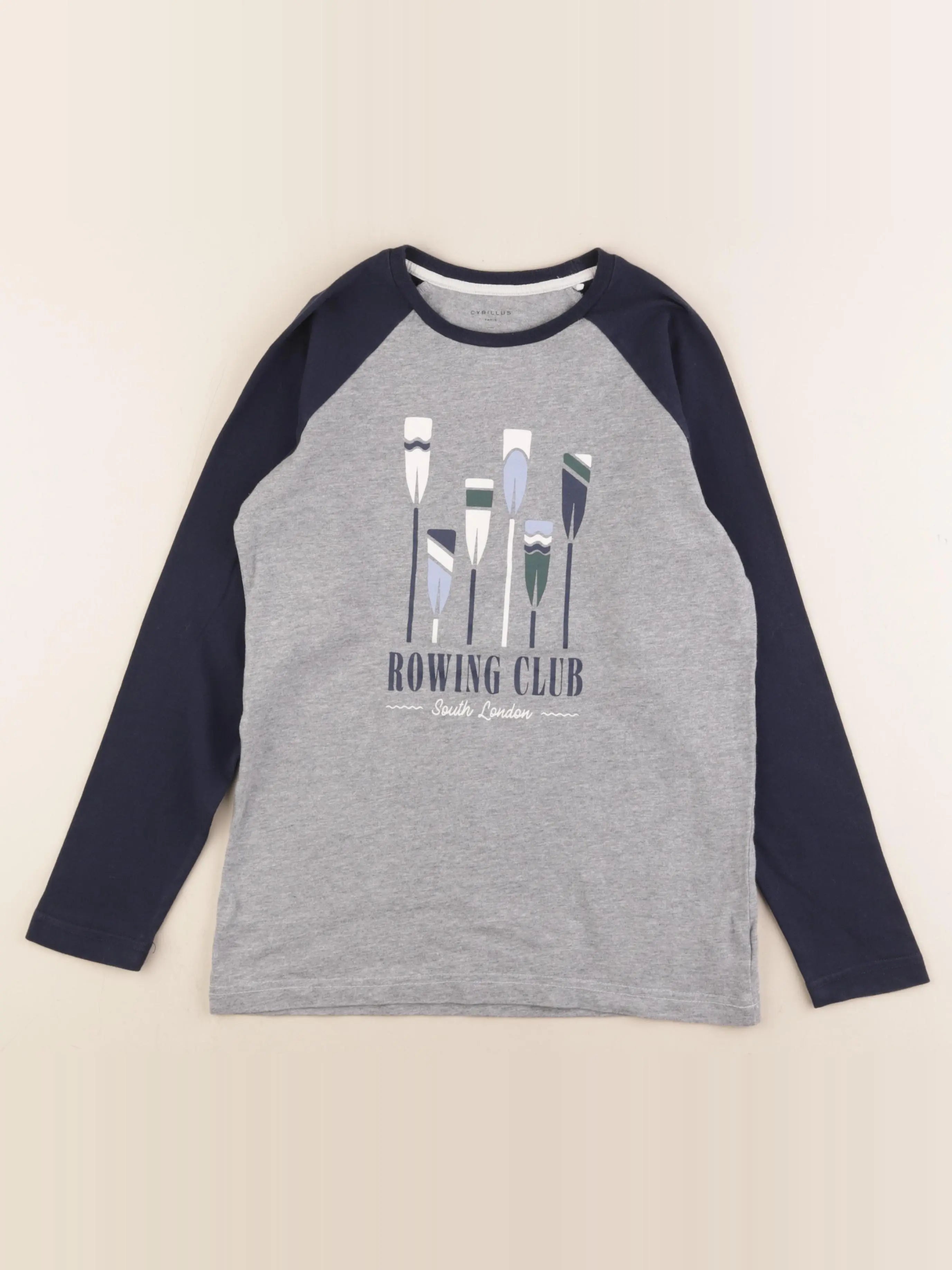 Cyrillus - tee-shirt bleu, gris - 12 ans