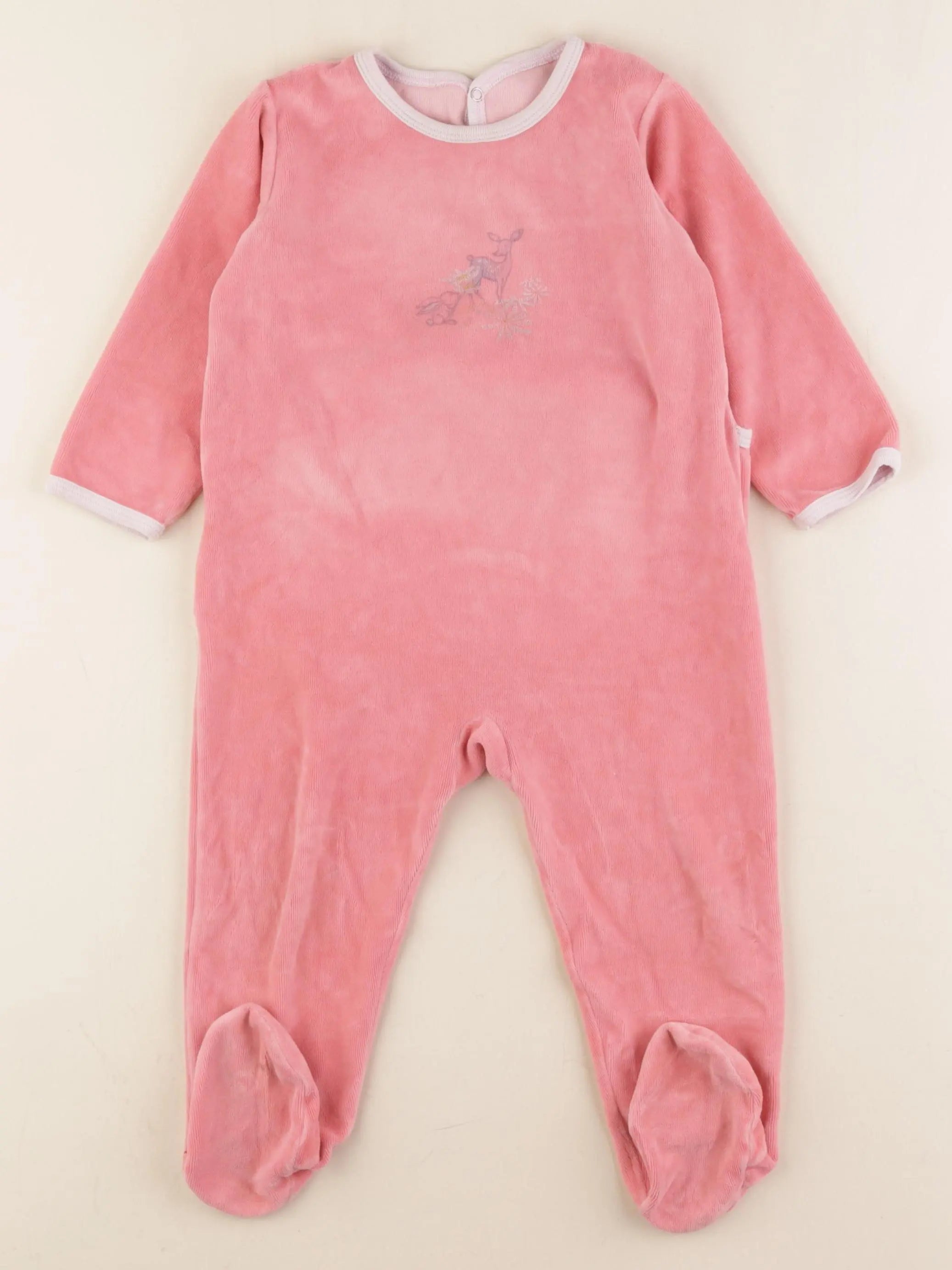 Petit Bateau - pyjama velours rose - 24 mois