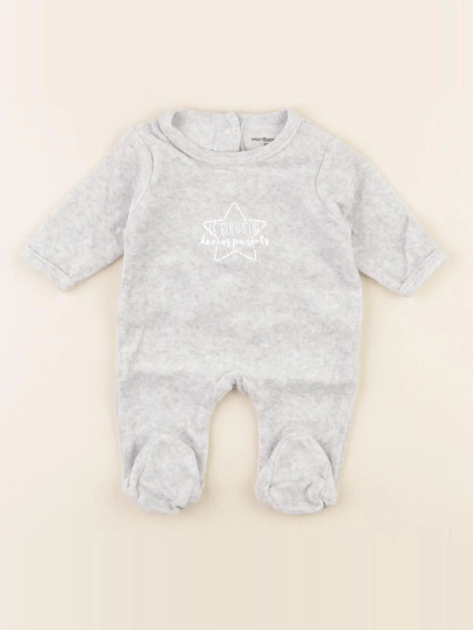 Vertbaudet - pyjama velours gris - 0 mois