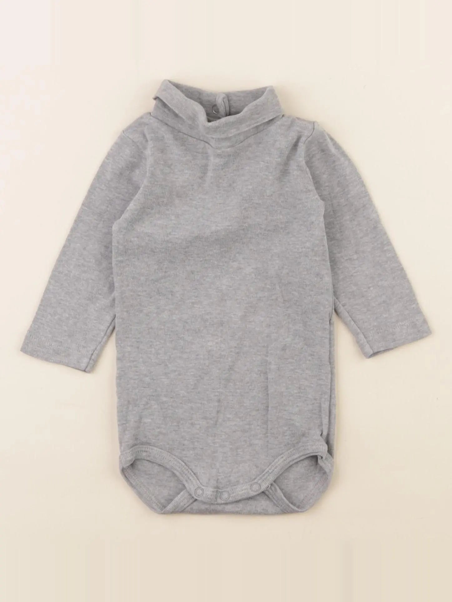 Petit Bateau - body à col gris - 3 mois