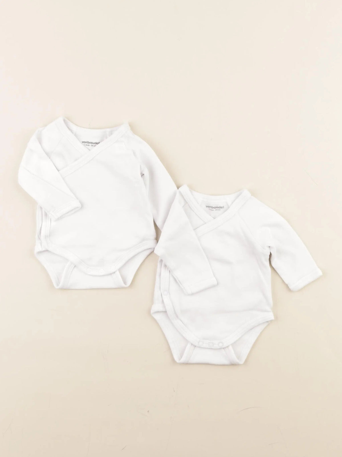 Vertbaudet - lot de 2 bodies en coton blanc - 1 mois
