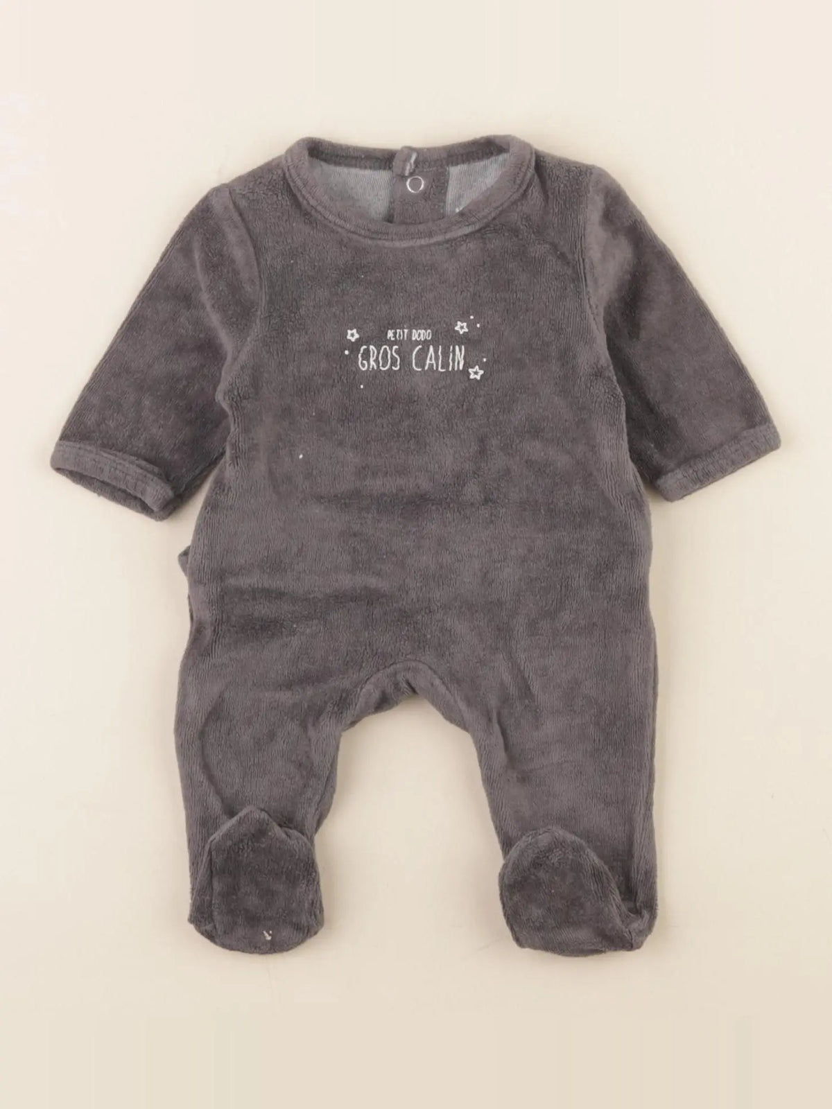 Vertbaudet - pyjama velours gris - 0 mois
