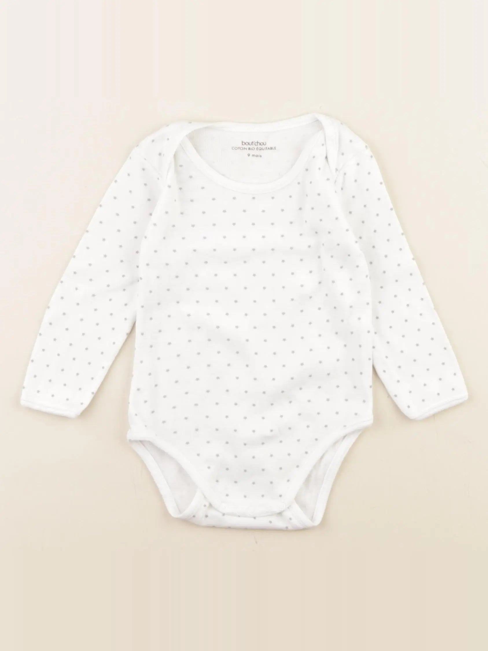 Boutchou - body blanc, gris - 9 mois