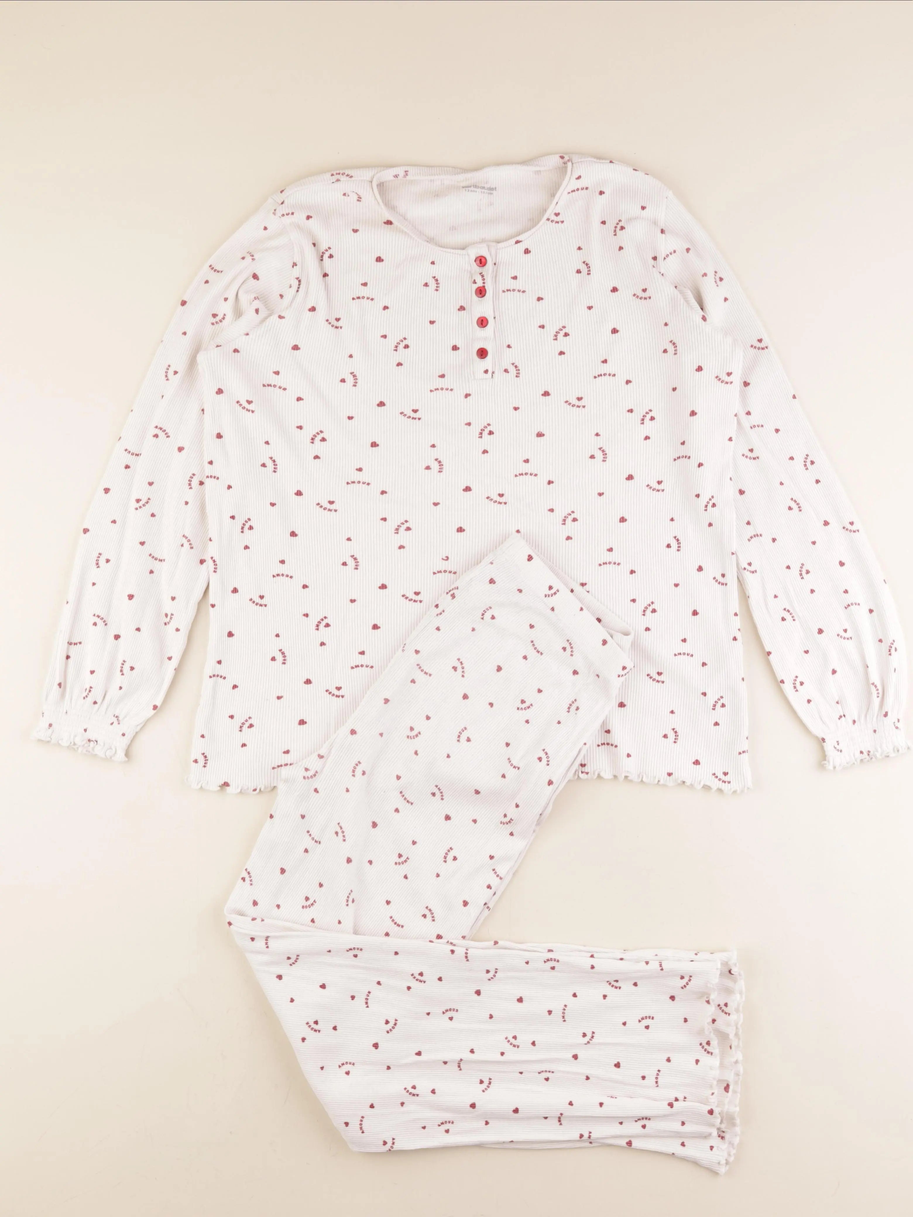 Vertbaudet - pyjama coton beige - 12 ans