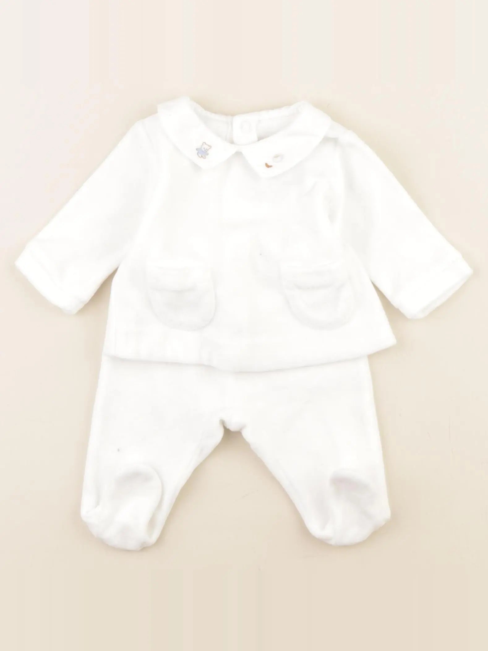 Jacadi - pyjama velours blanc - 1 mois
