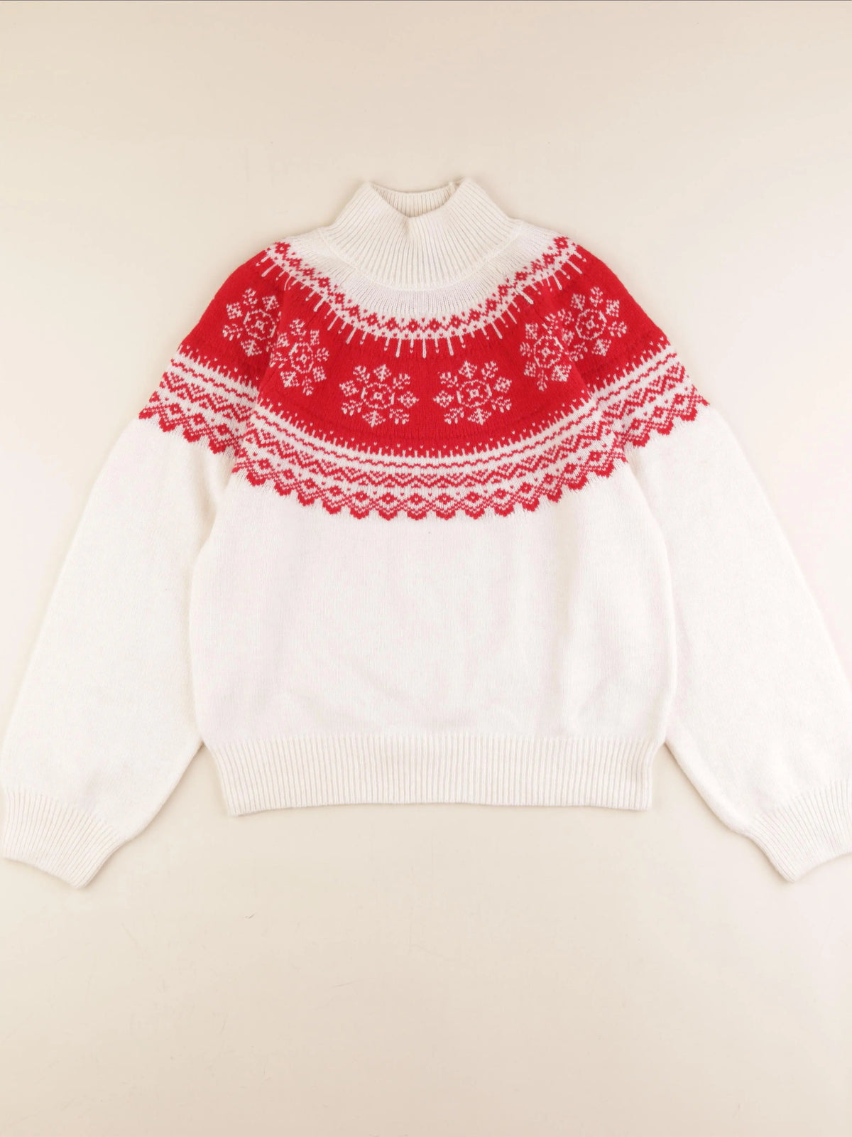 Monoprix - pull blanc, rouge - 14 ans