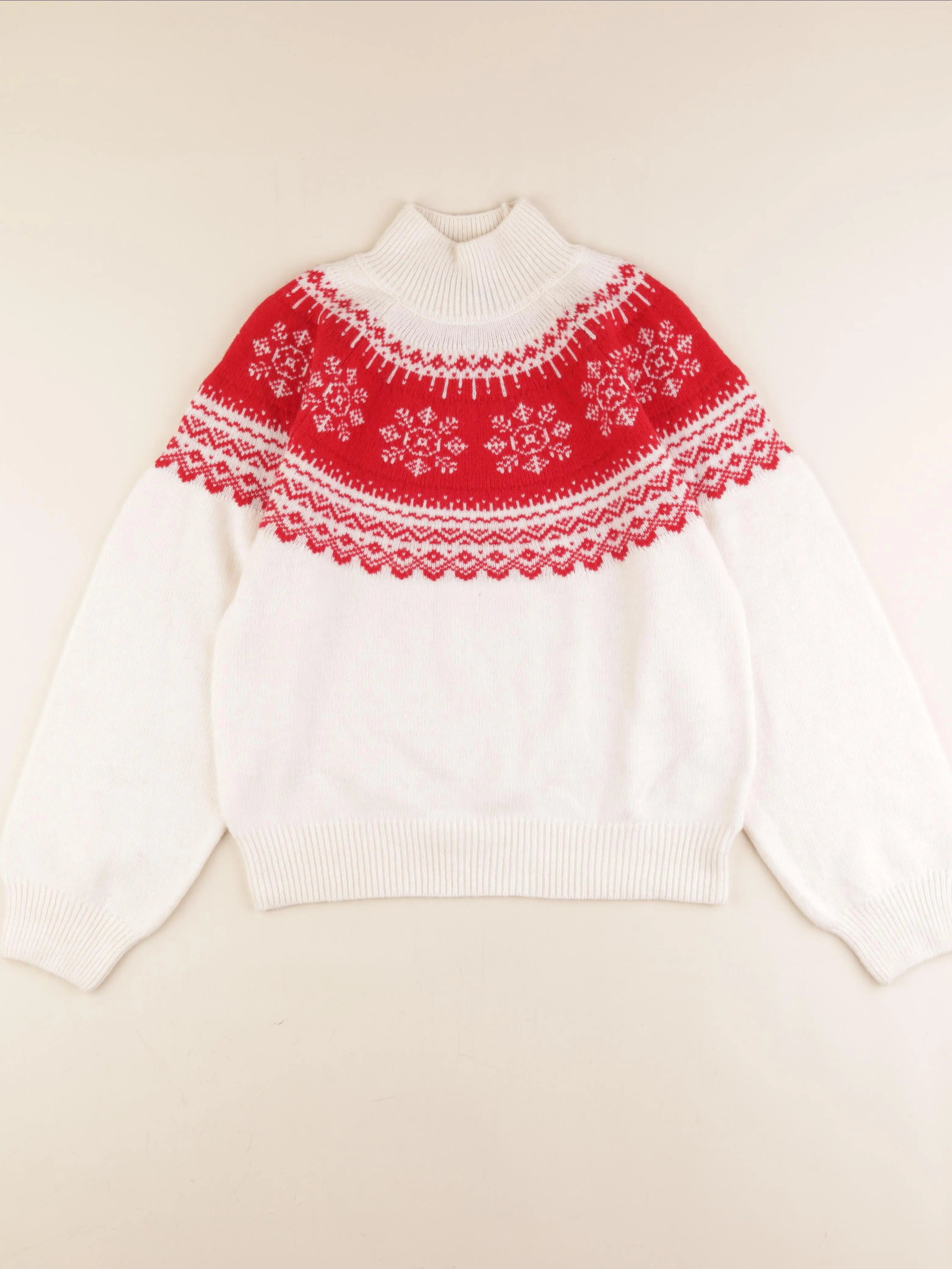 Monoprix - pull blanc, rouge - 14 ans