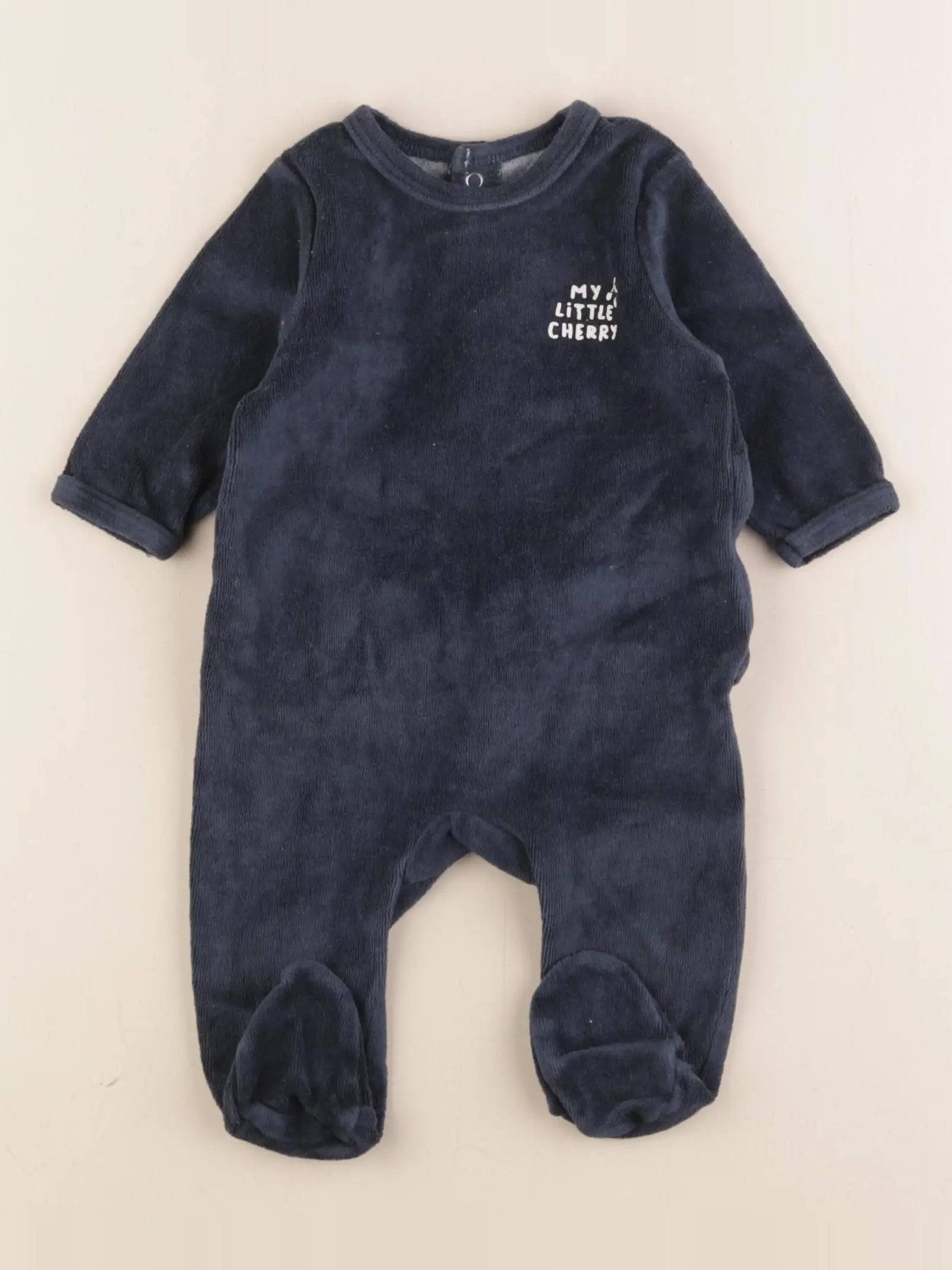 Vertbaudet - pyjama velours bleu - 3 mois