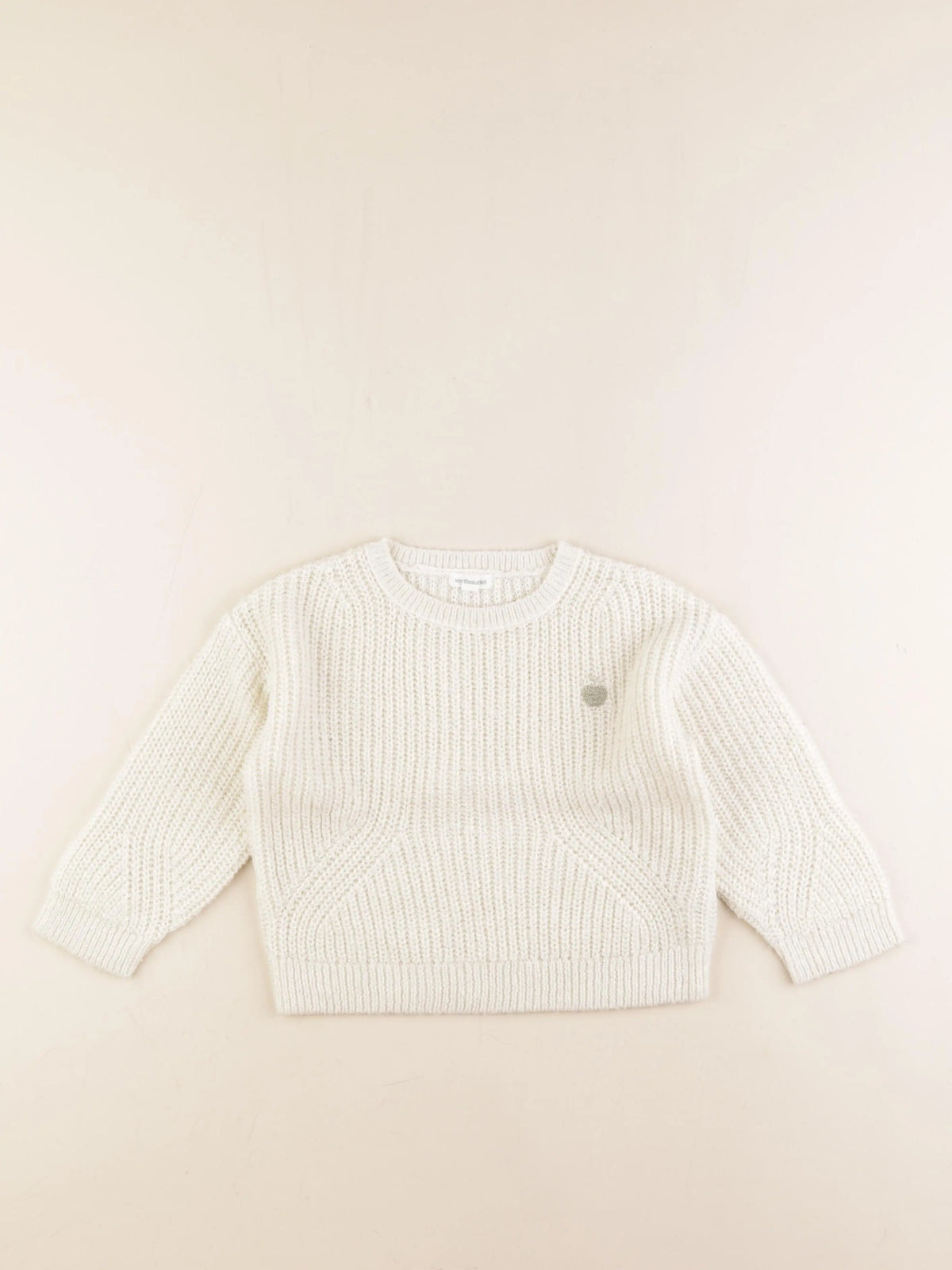Vertbaudet - pull beige, or - 4 ans
