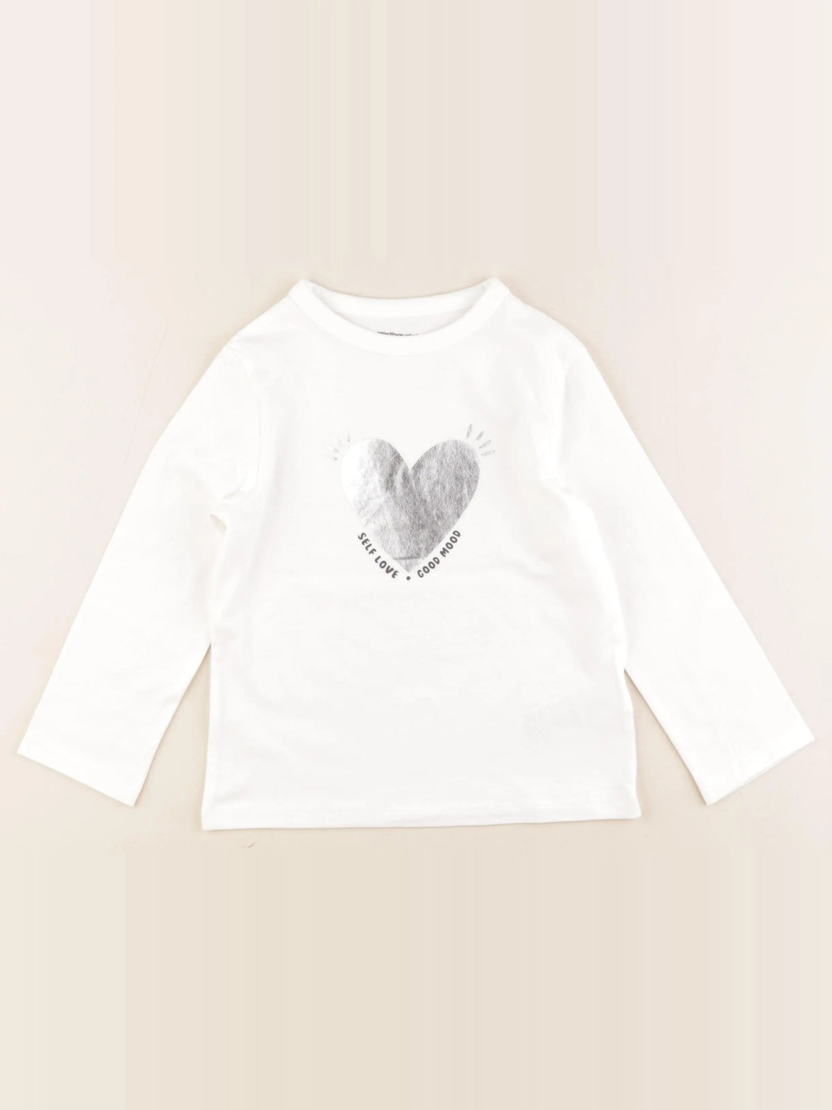 Vertbaudet - tee-shirt blanc, argent - 4 ans