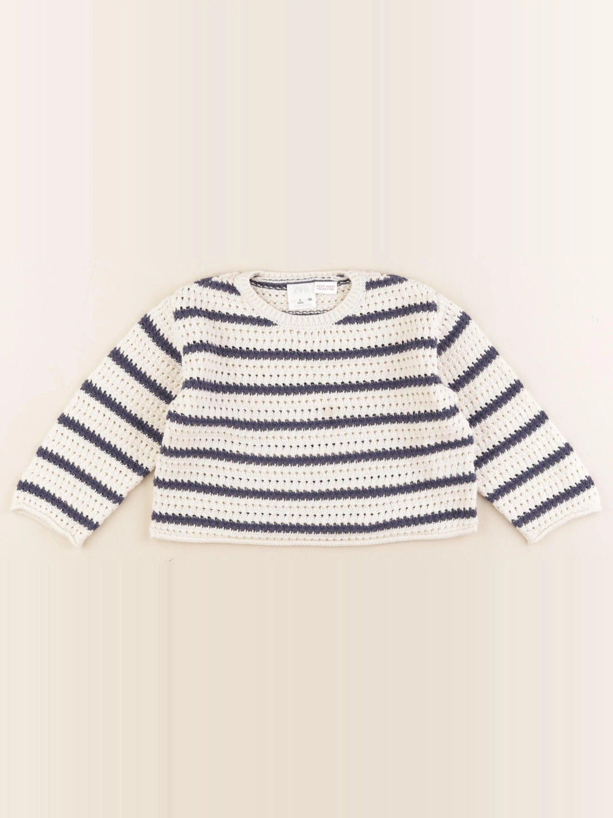 Zara - pull beige, bleu - 3 ans