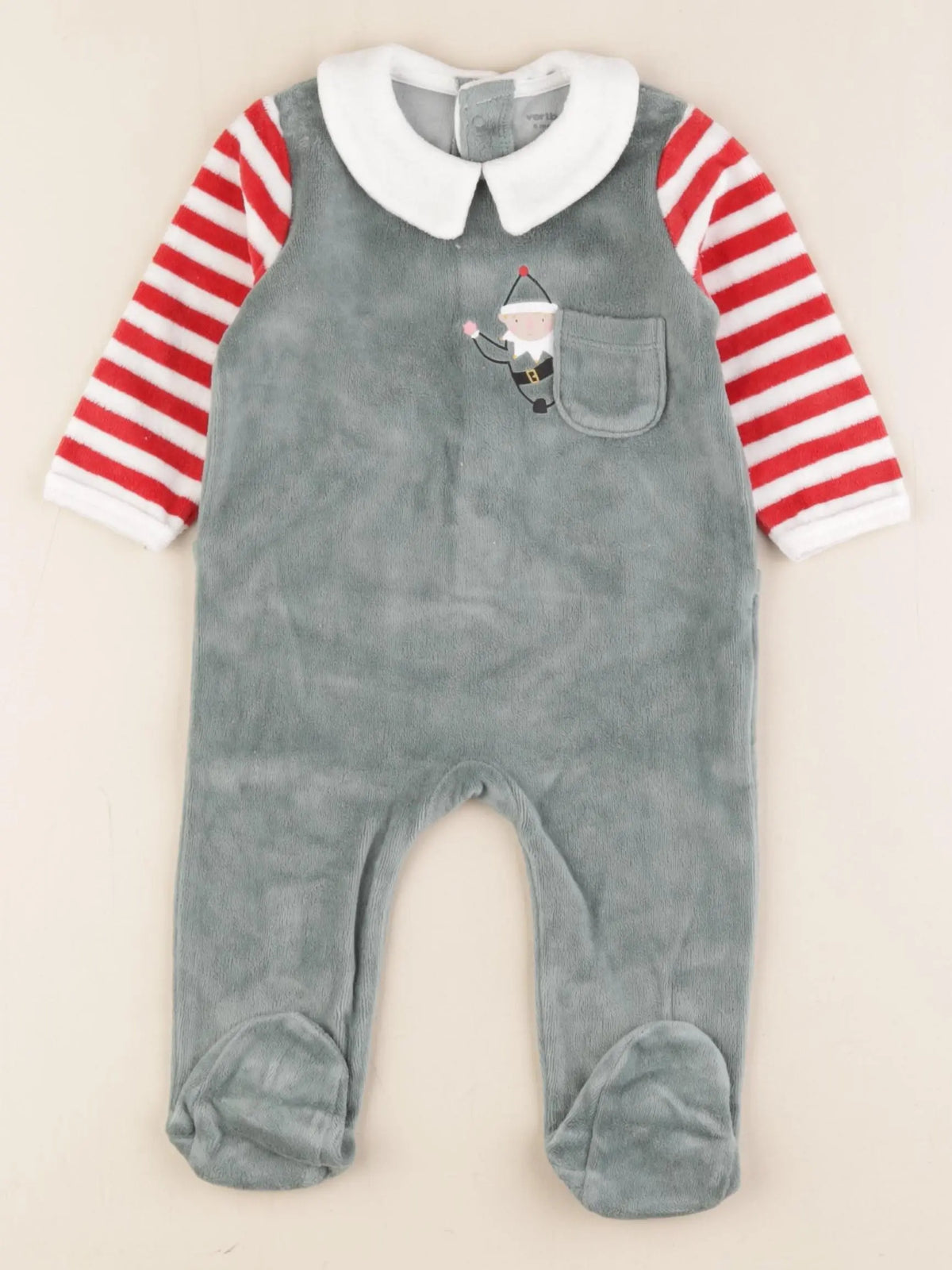 Vertbaudet - pyjama velours vert - 6 mois
