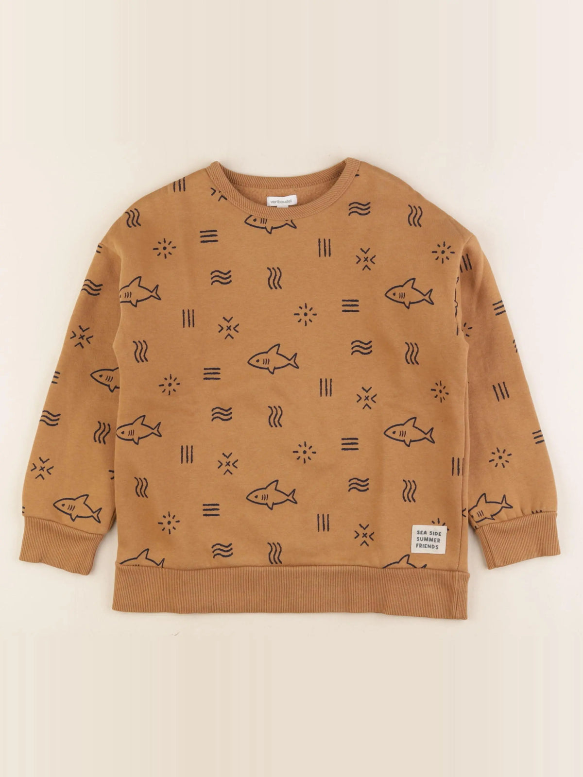 Vertbaudet - sweat marron - 8 ans