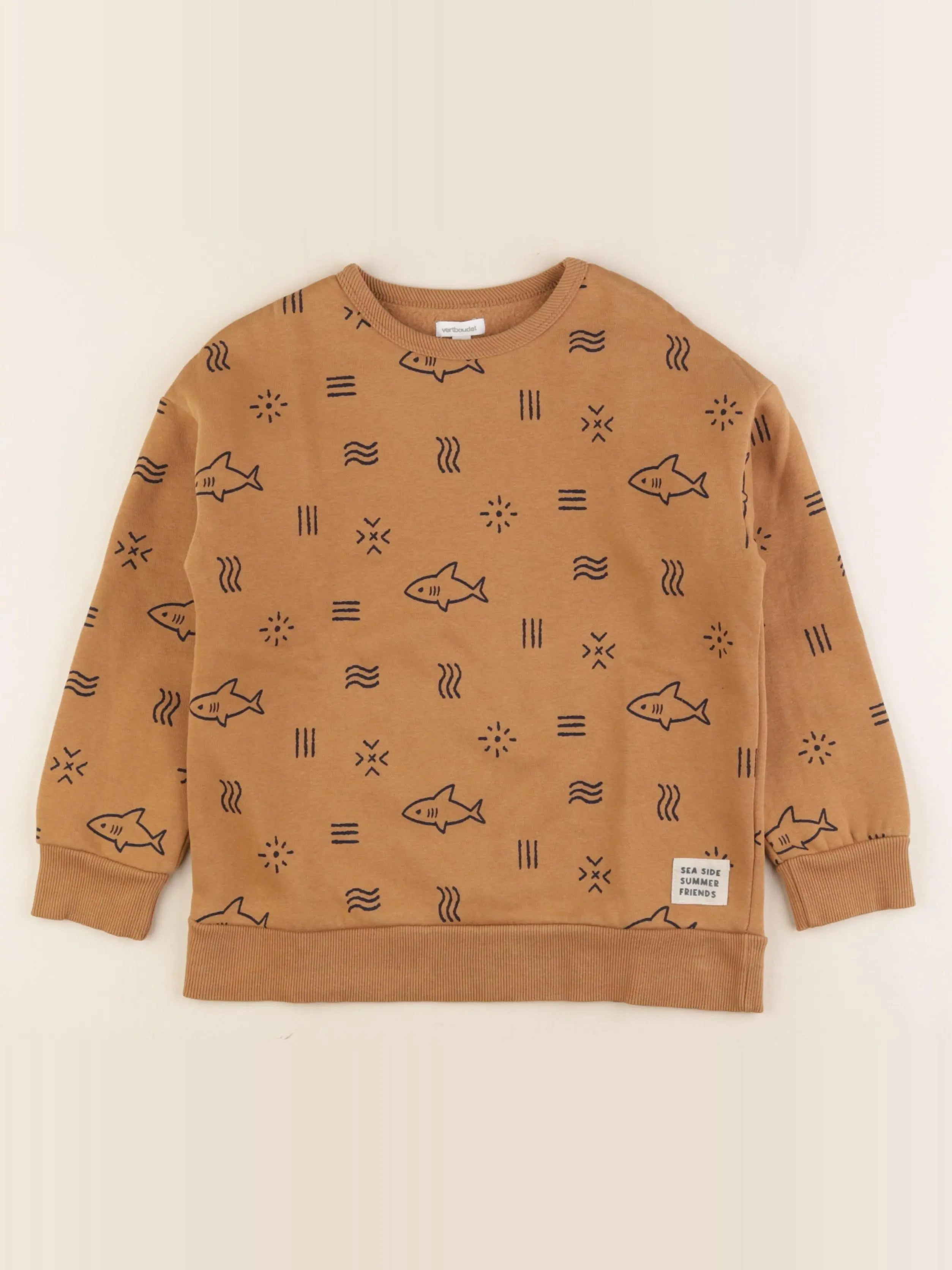 Vertbaudet - sweat marron - 8 ans