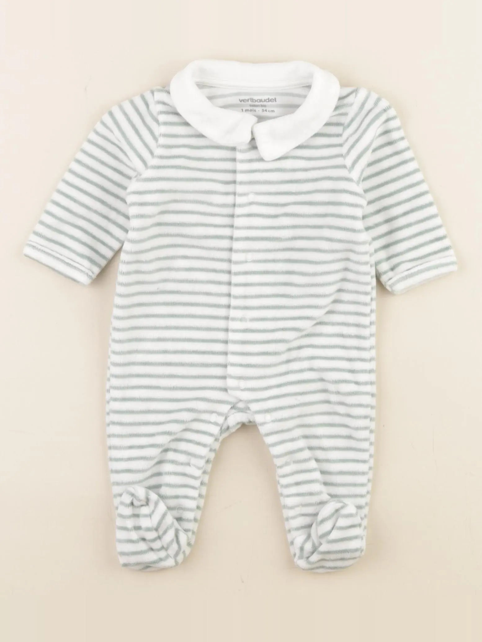 Vertbaudet - pyjama velours vert - 1 mois