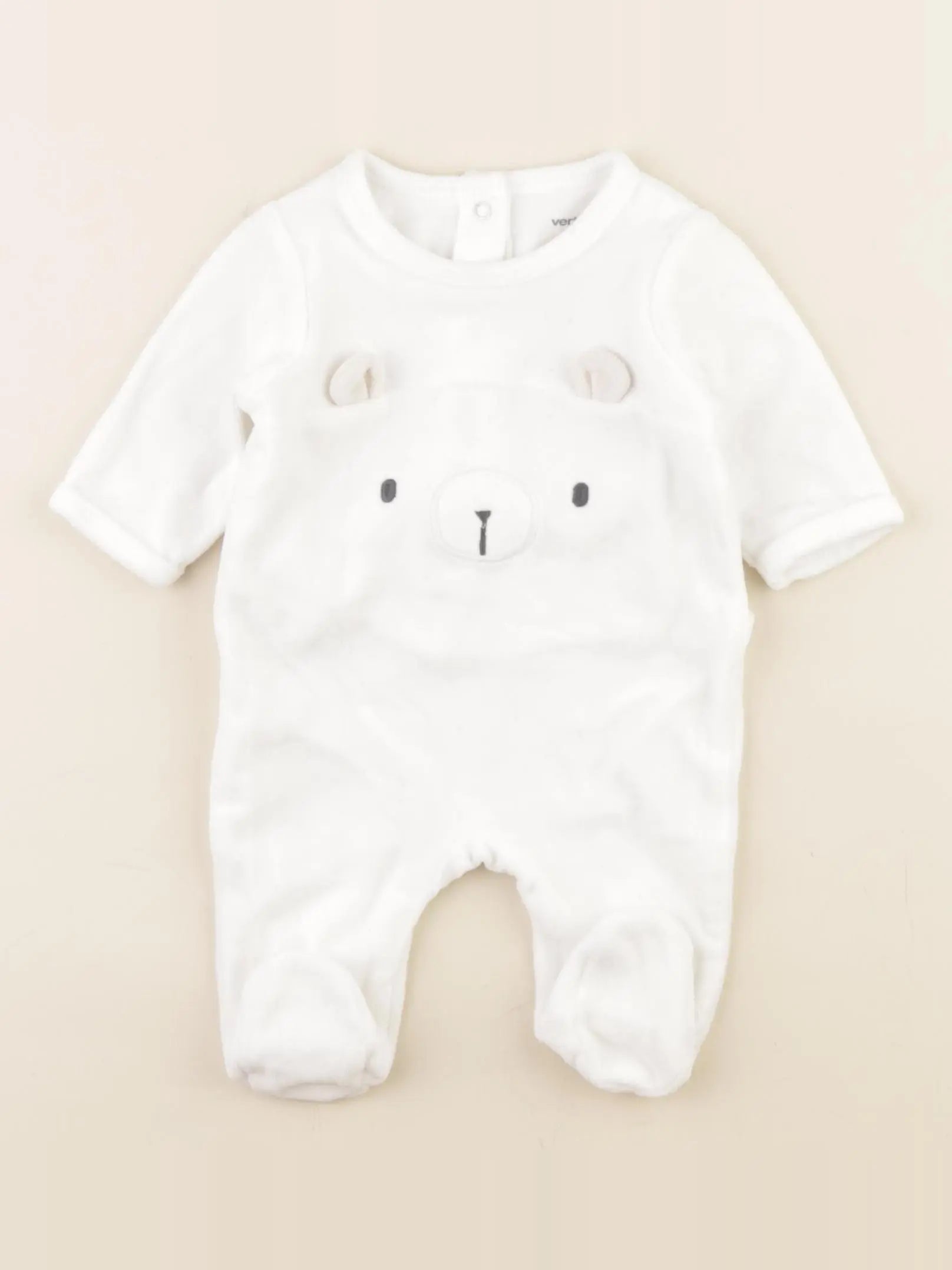 Vertbaudet - pyjama velours vert, blanc - 1 mois