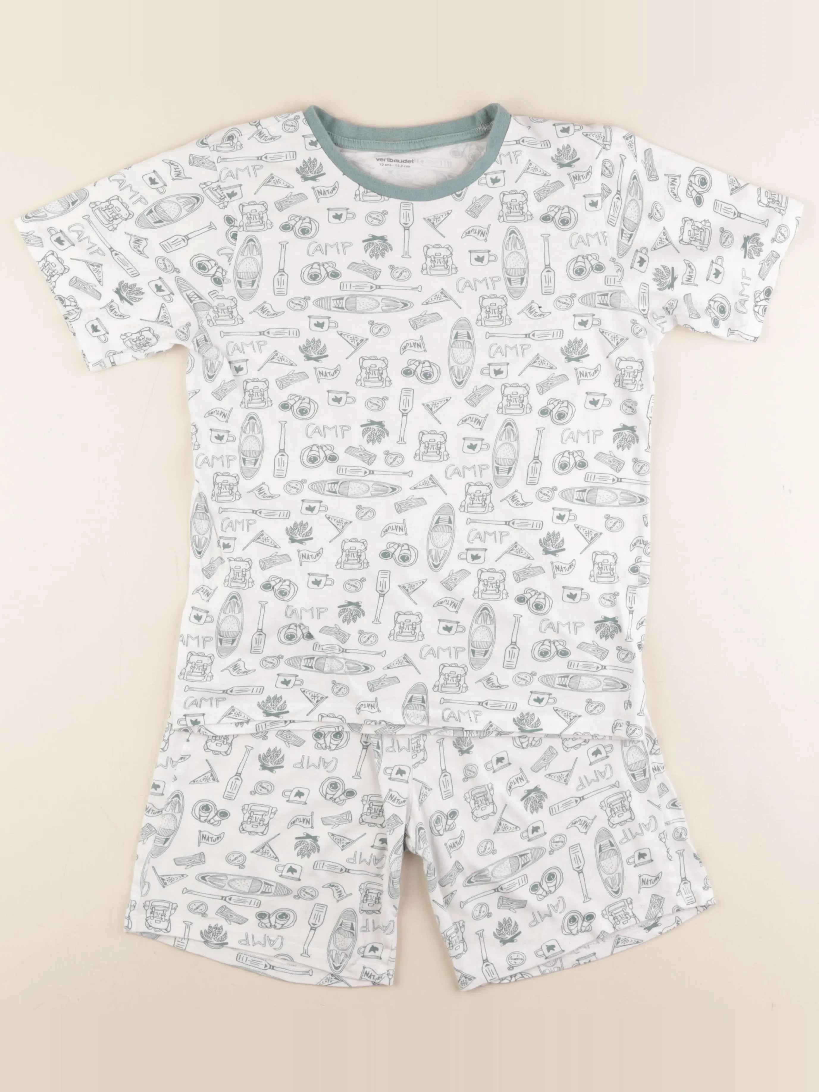 Vertbaudet - pyjama coton vert - 12 ans
