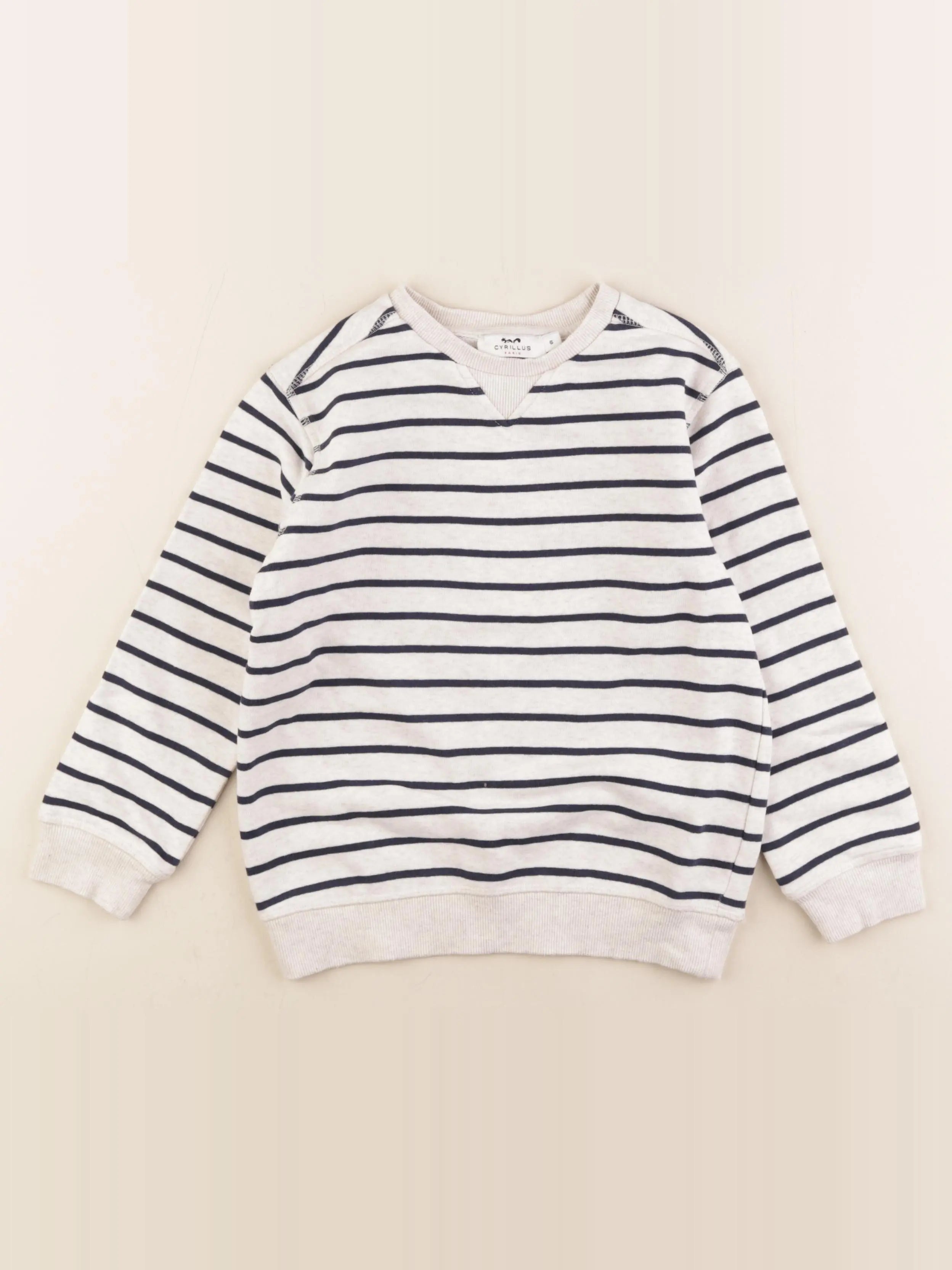 Cyrillus - sweat blanc, bleu - 6 ans