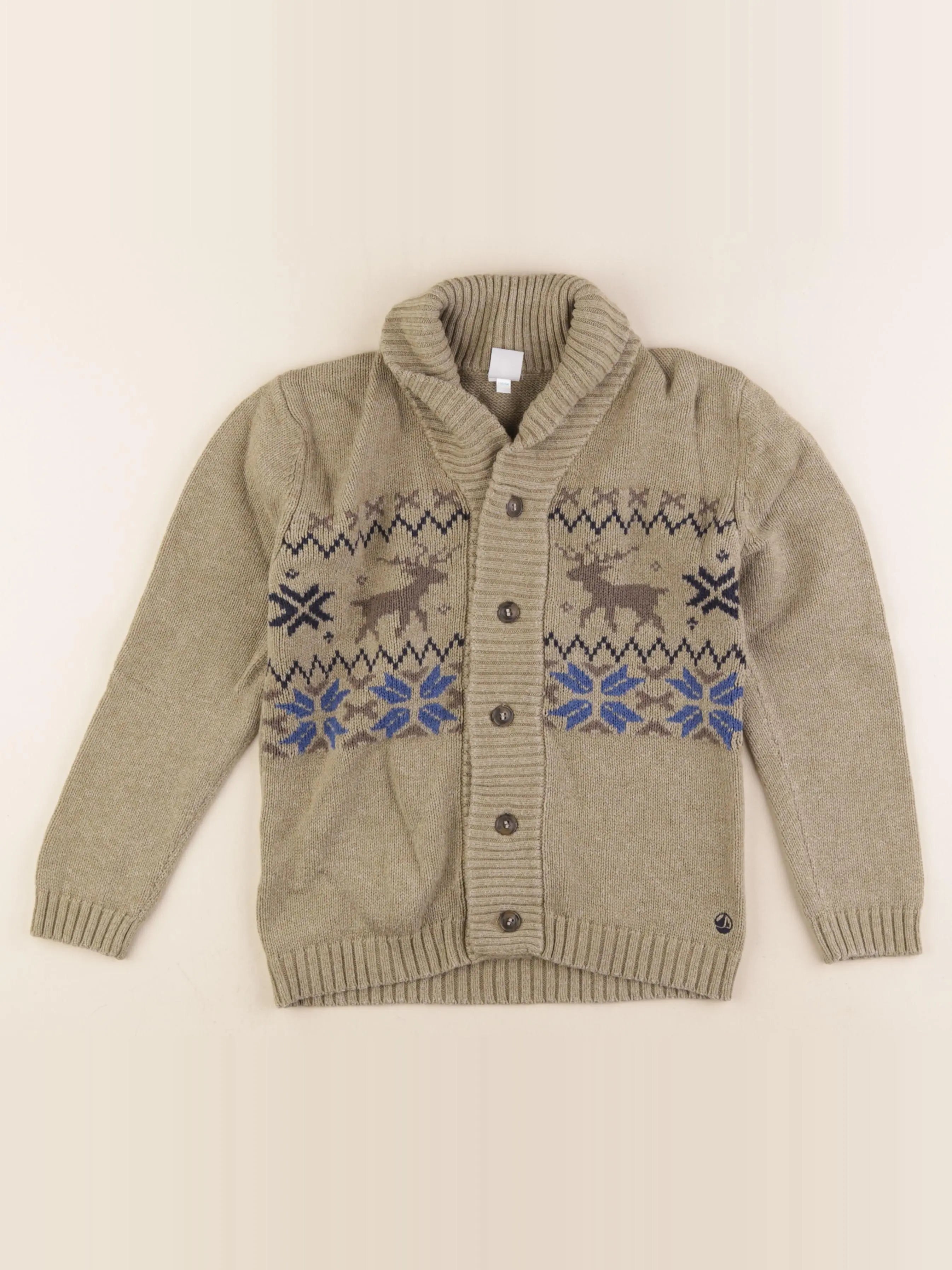 Petit Bateau - gilet marron - 8 ans