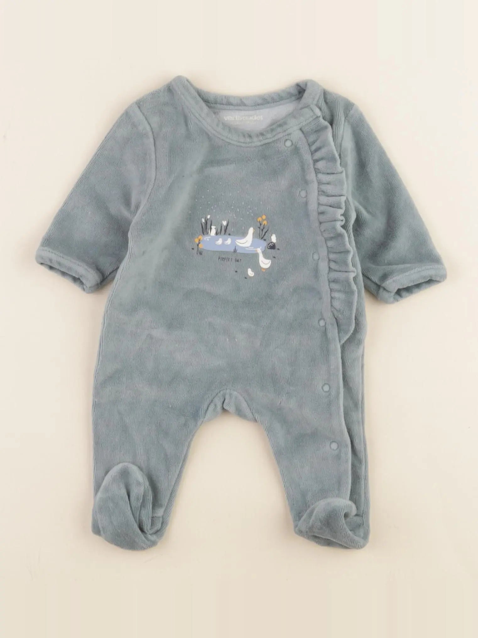 Vertbaudet - pyjama velours vert - 0 mois