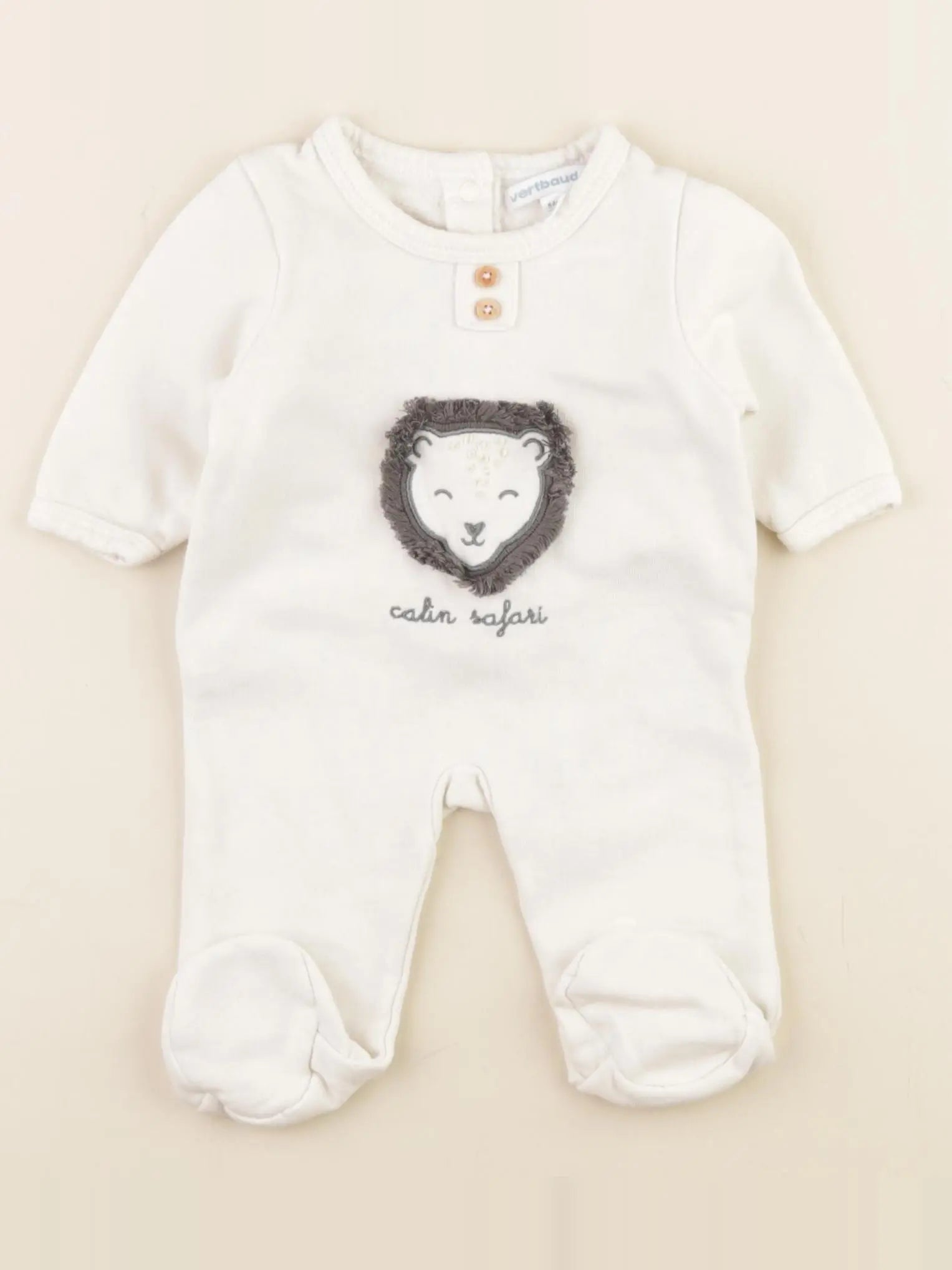 Vertbaudet - pyjama coton beige - 1 mois
