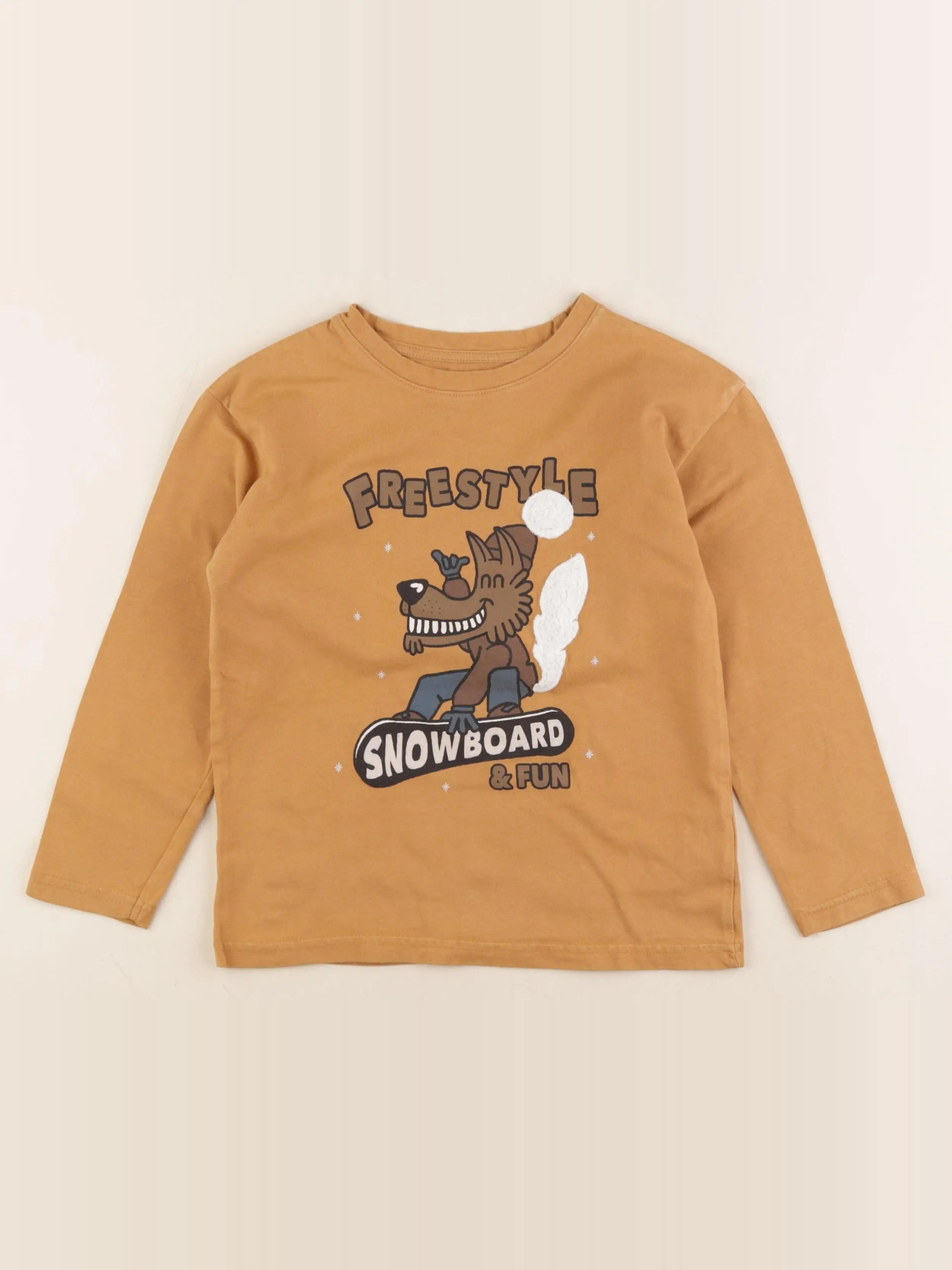 Vertbaudet - tee-shirt marron - 8 ans